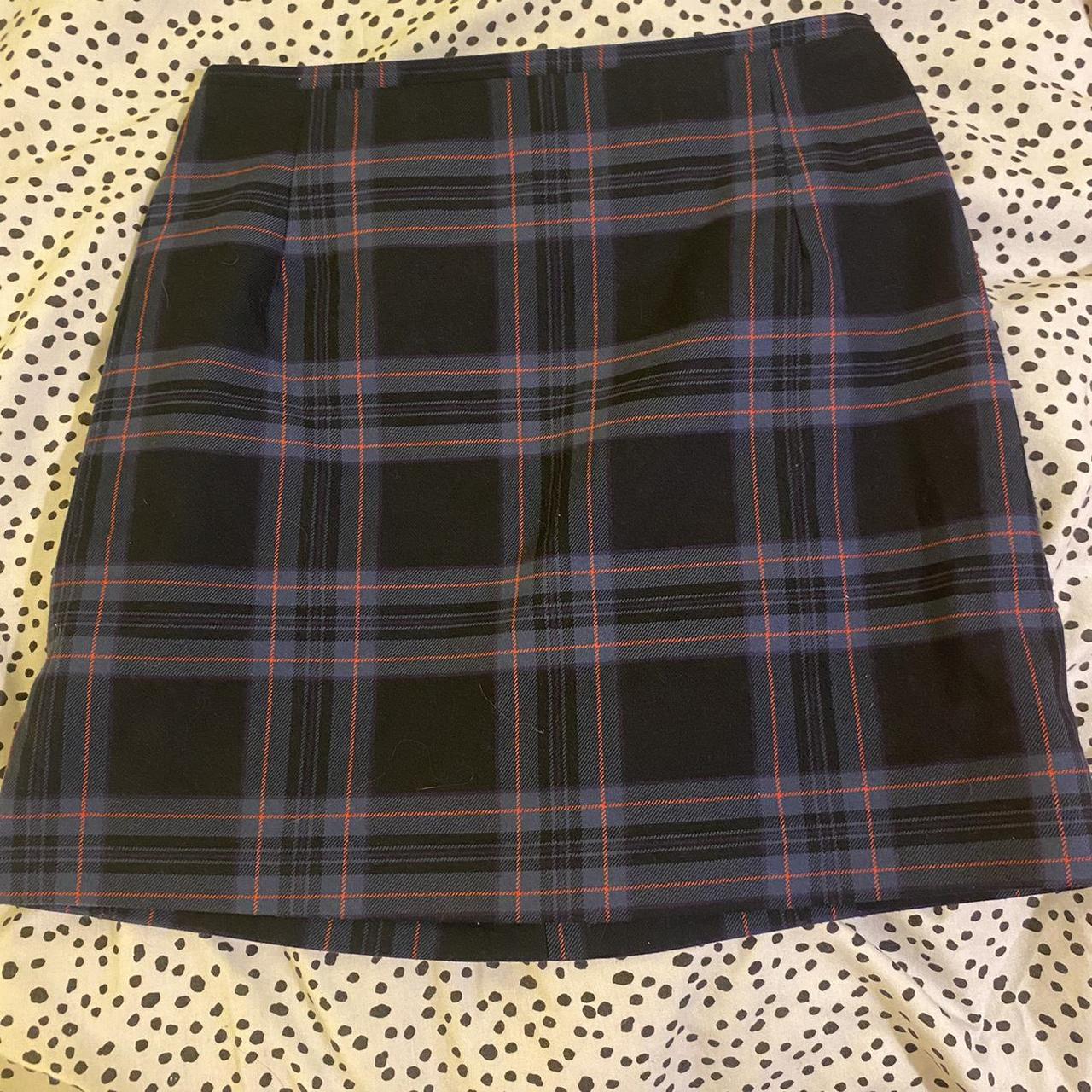 Navy, blue and red tartan mini skirt from NEW LOOK,... - Depop