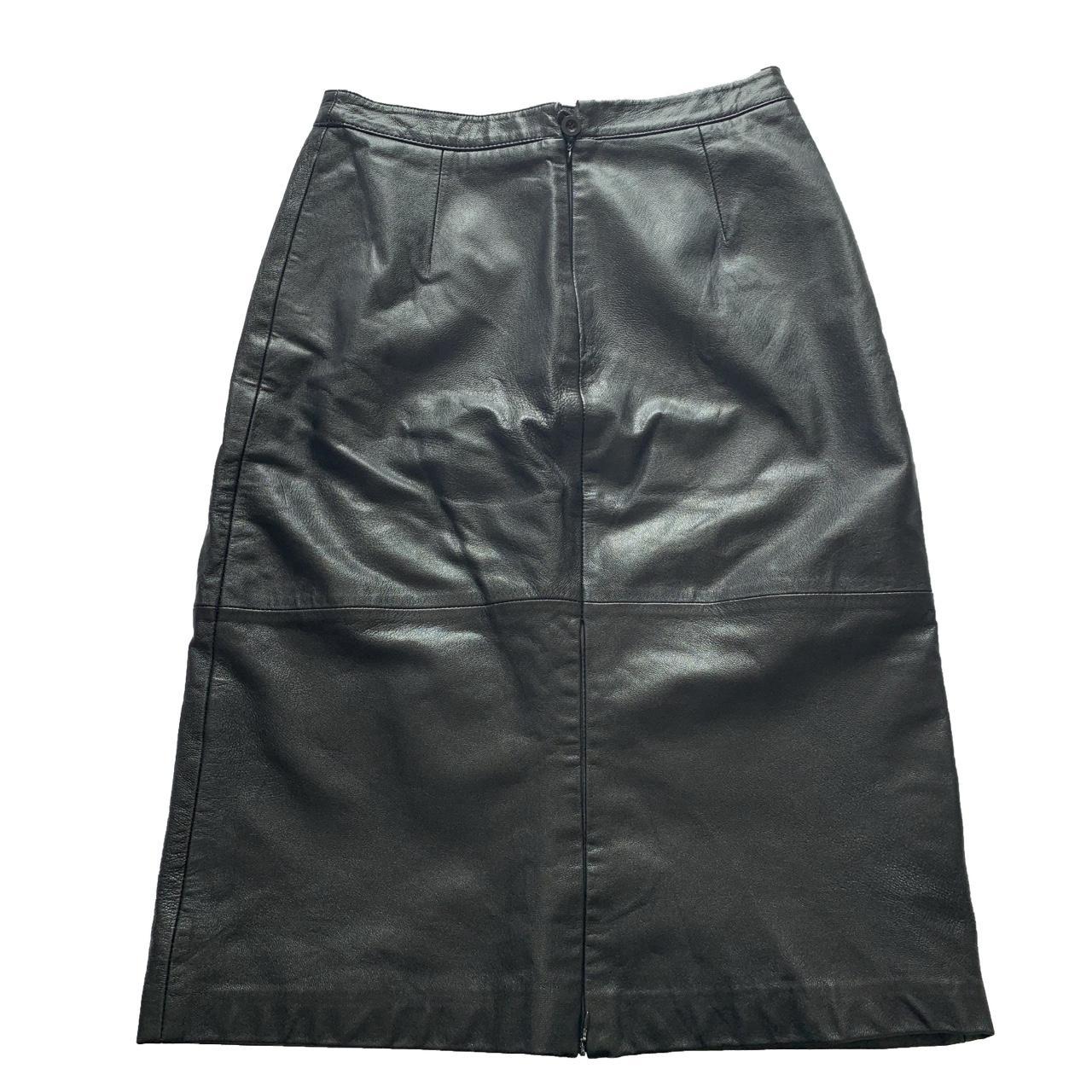 Vintage 90s New Look black faux leather skirt Lined... - Depop