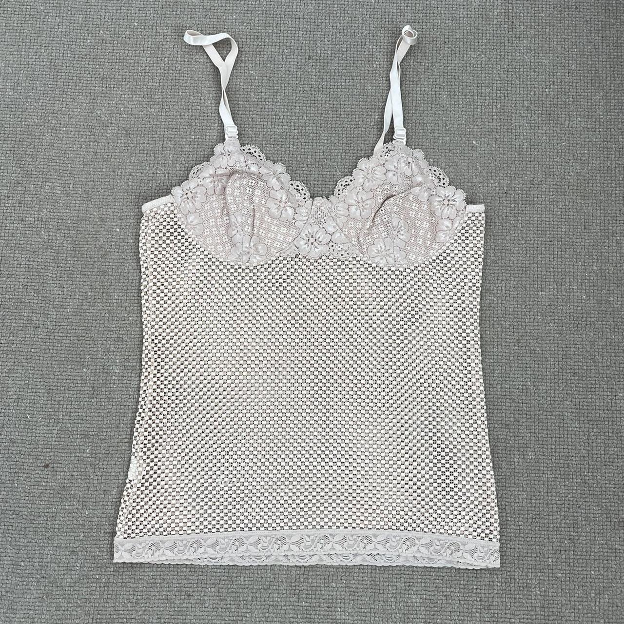 Vintage y2k beige cream lace vest top cami. Cupped... Depop