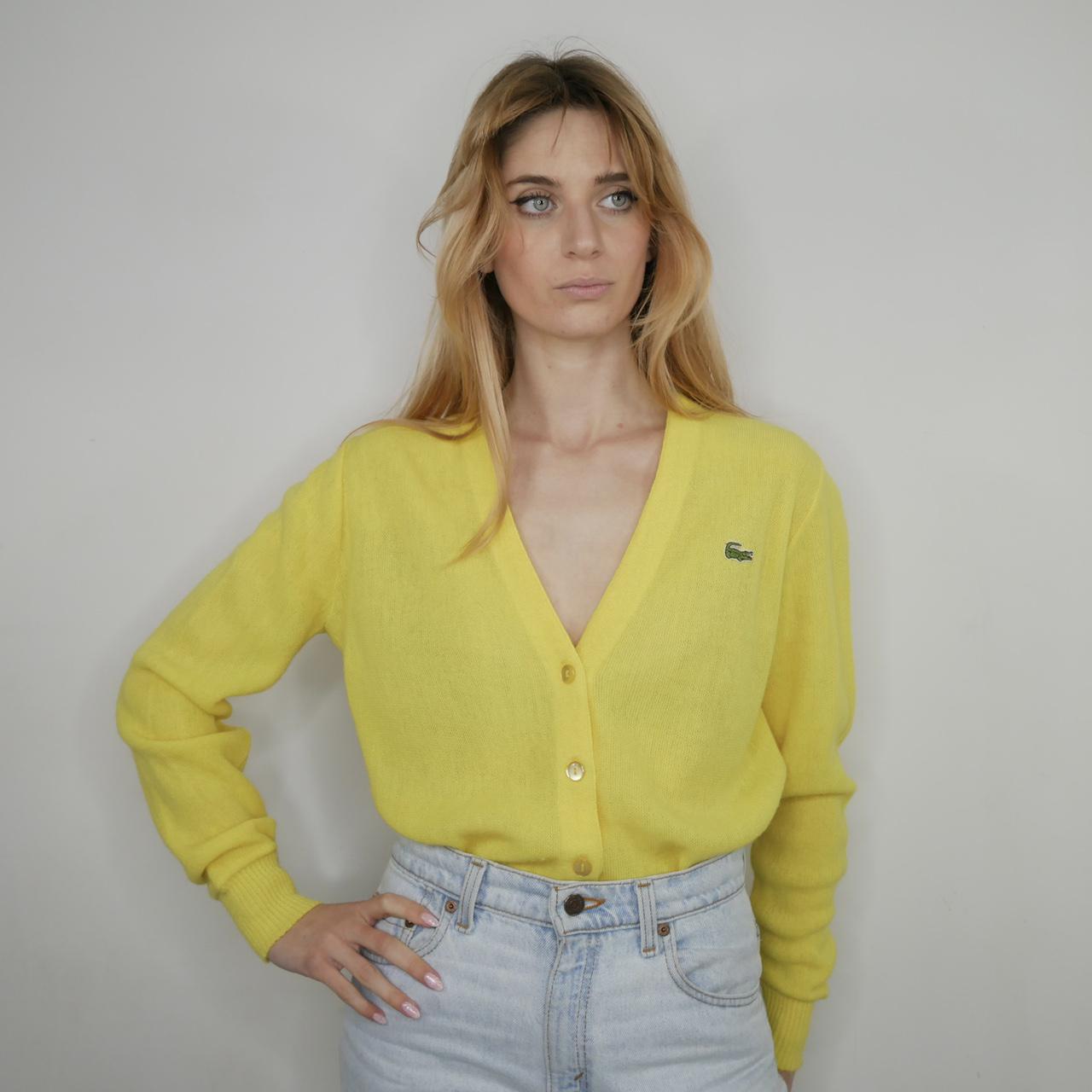 yellow lacoste cardigan