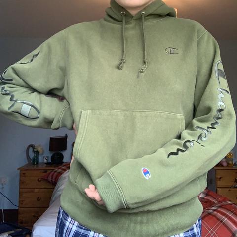 khaki green champion hoodie