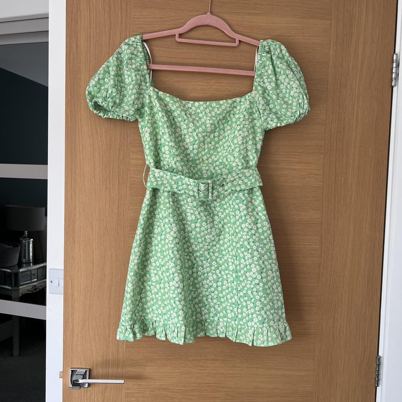 Zara Women's Green and Yellow Dress Depop