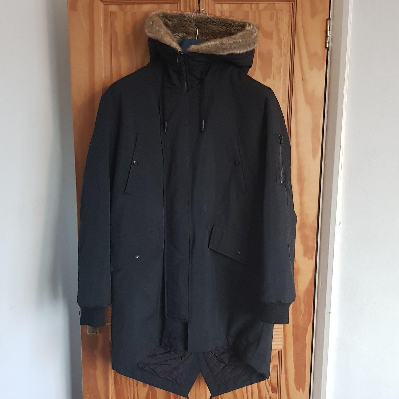 Mens Topman furlined parka, size medium. Coat is in... - Depop