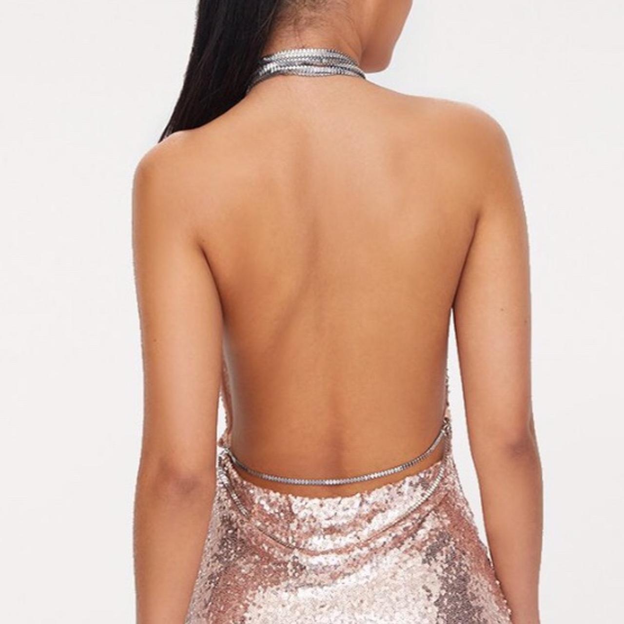 rose gold chain link choker mini dress from