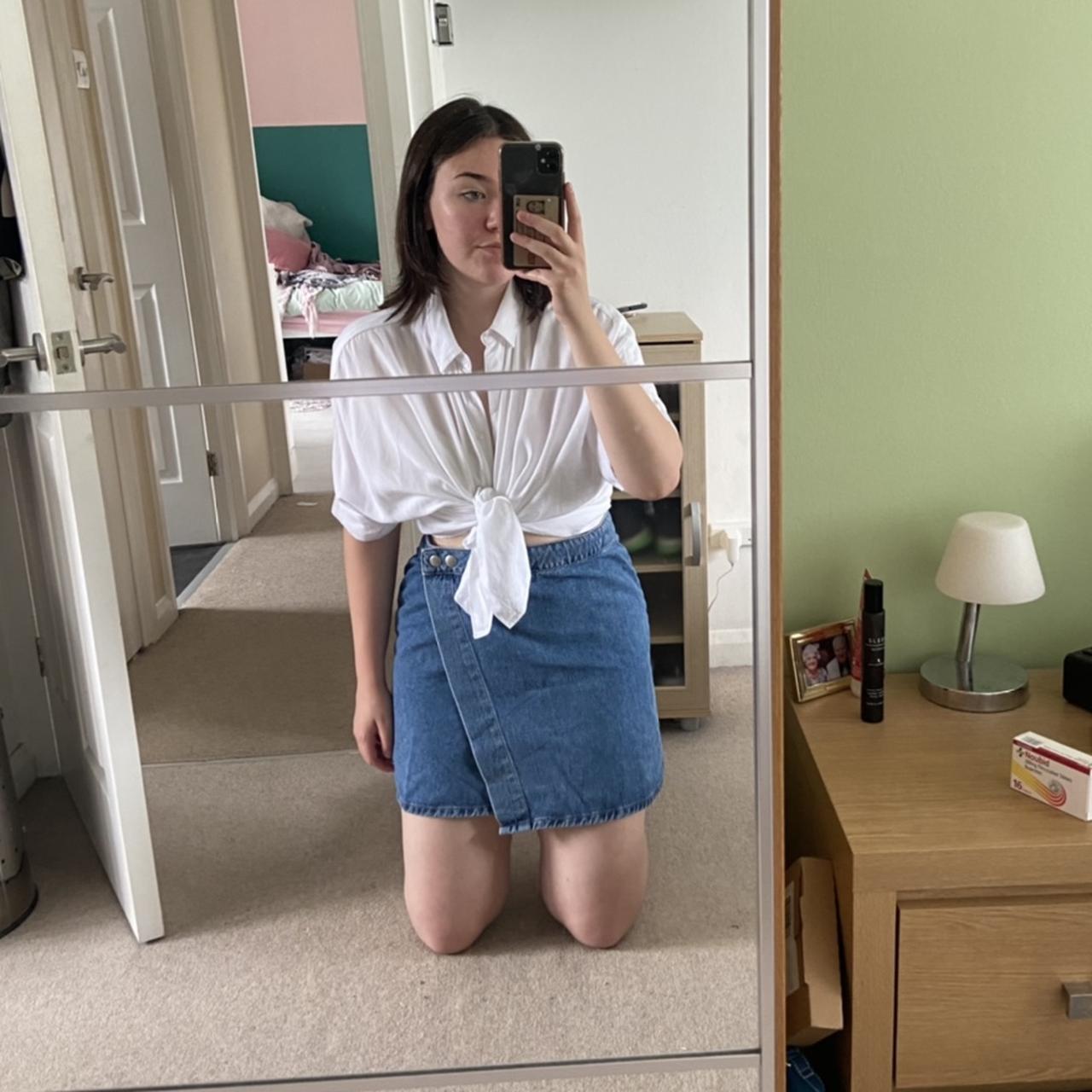 Blue denim wrap mini skirt from Hardly worn