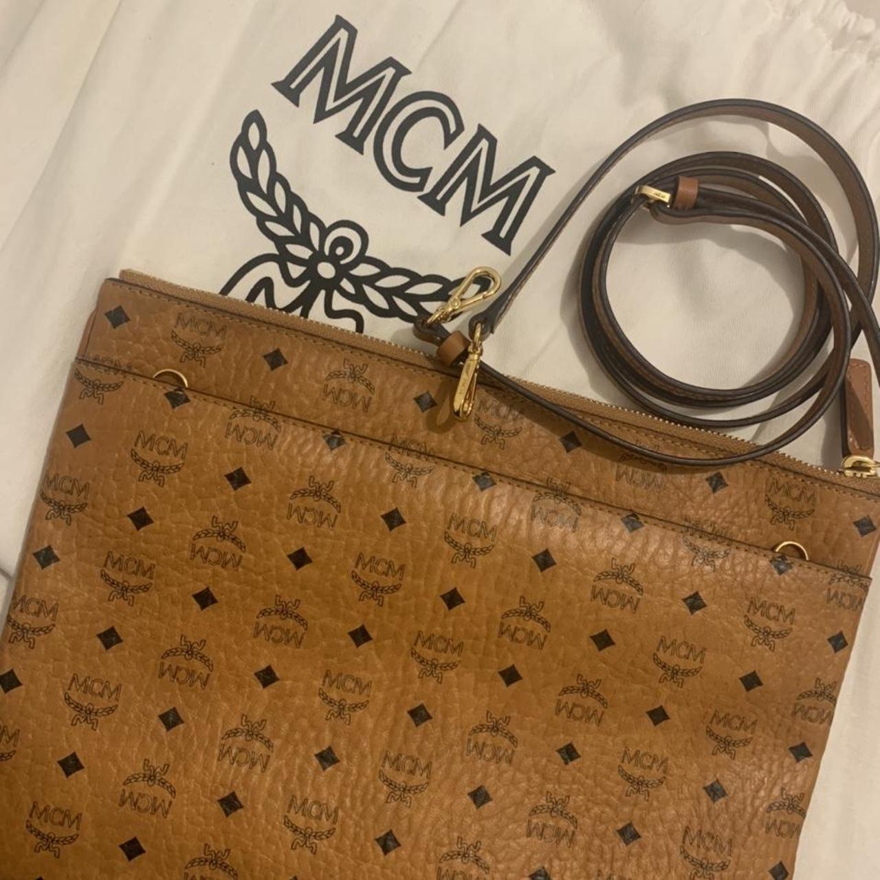 MCM Visetos Boston Speedy Bag in Cognac. Authentic - Depop