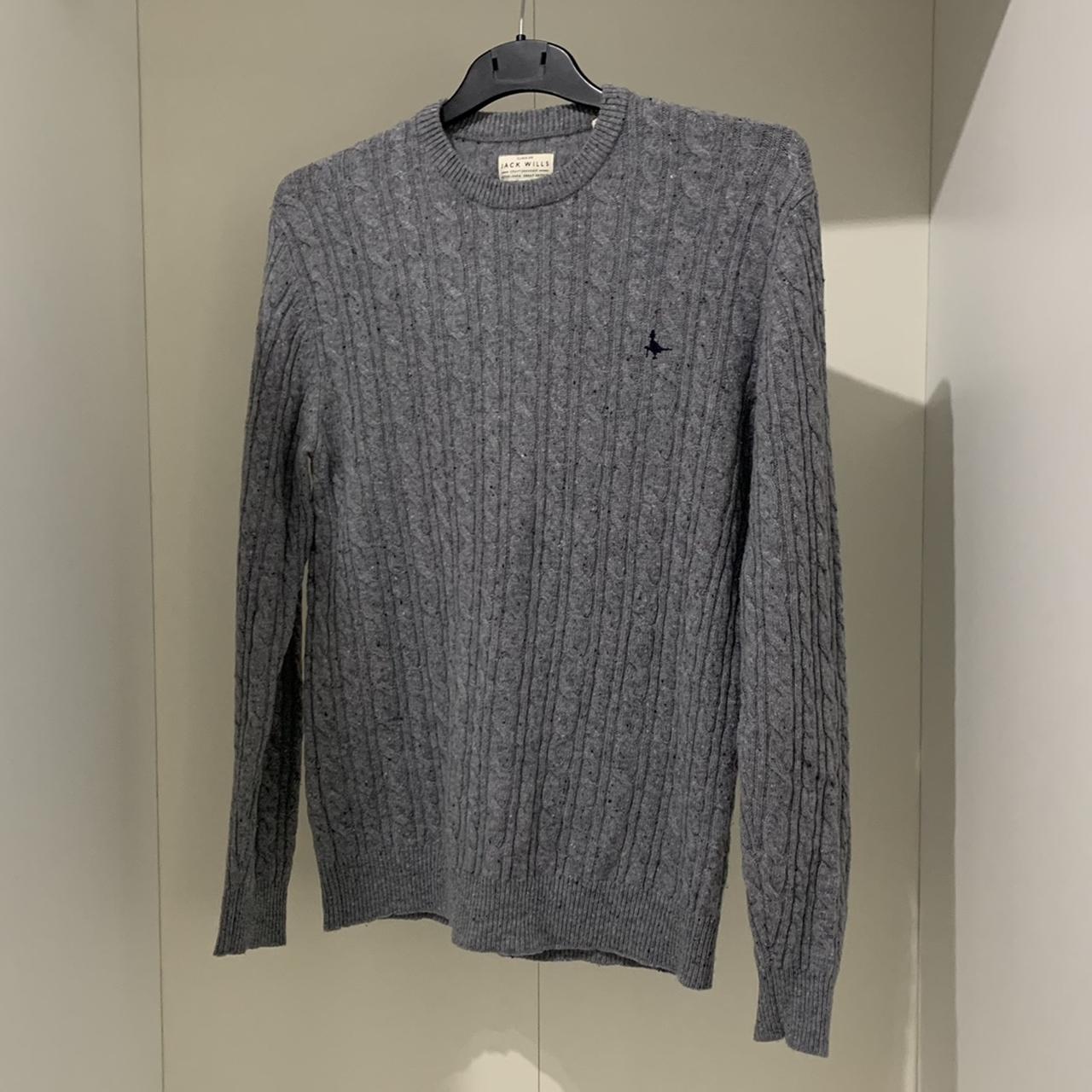 Jack wills men’s grey cable knit sweater medium... Depop