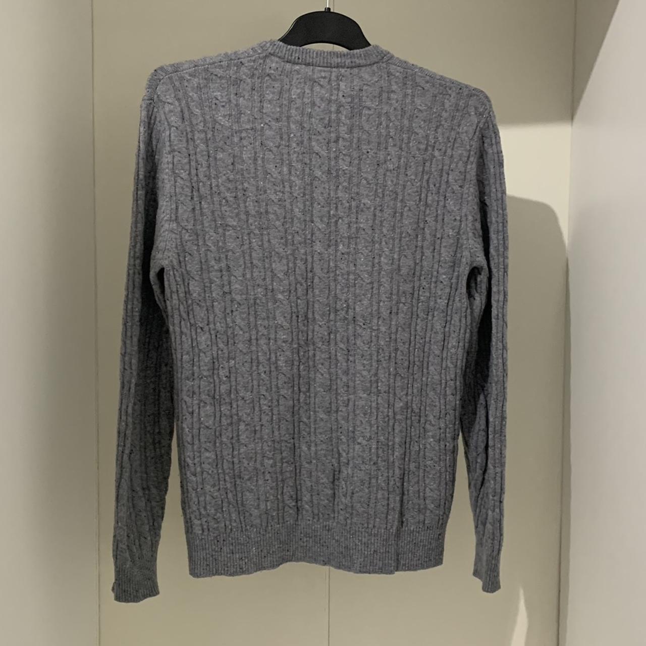 Jack wills men’s grey cable knit sweater medium... - Depop