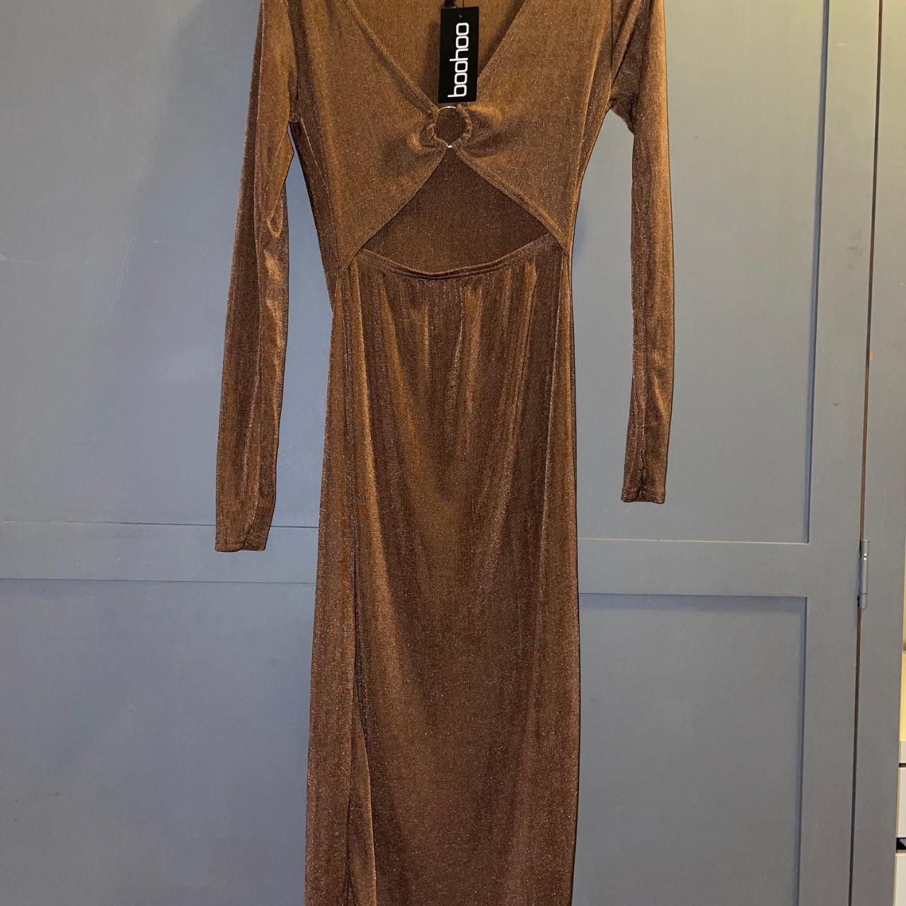 gold shimmery Boohoo dress size 8 Depop