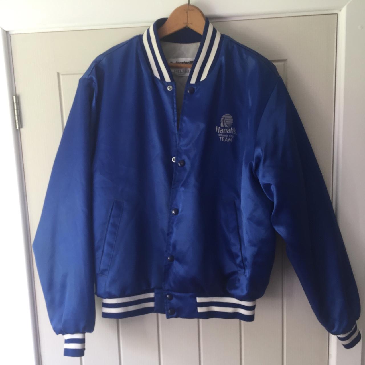 Bright blue bomber jacket. Size Large, could fit a ... - Depop