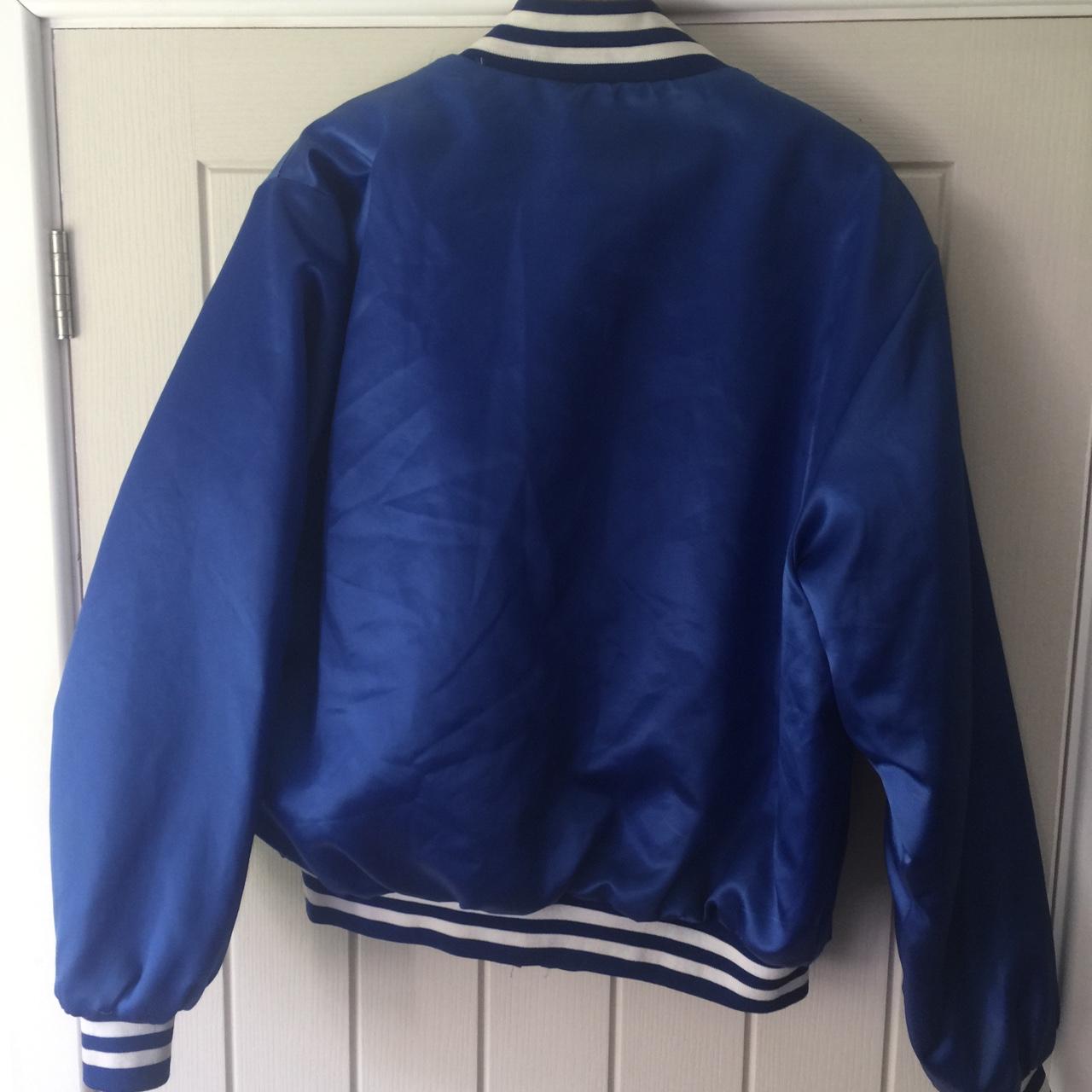 Bright blue bomber jacket. Size Large, could fit a ... - Depop