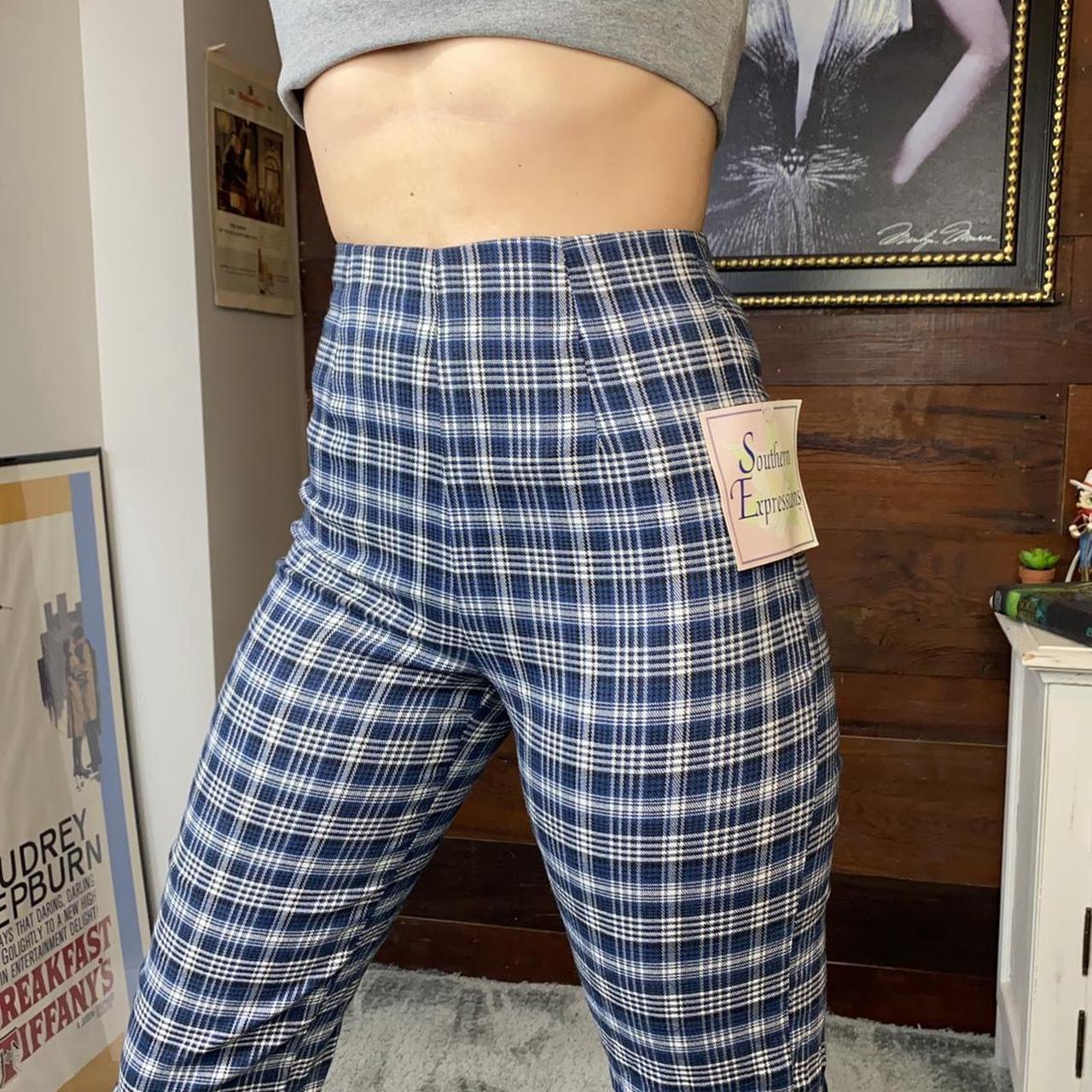 Vintage 80s blue plaid pants Brand: Southern | Depop
