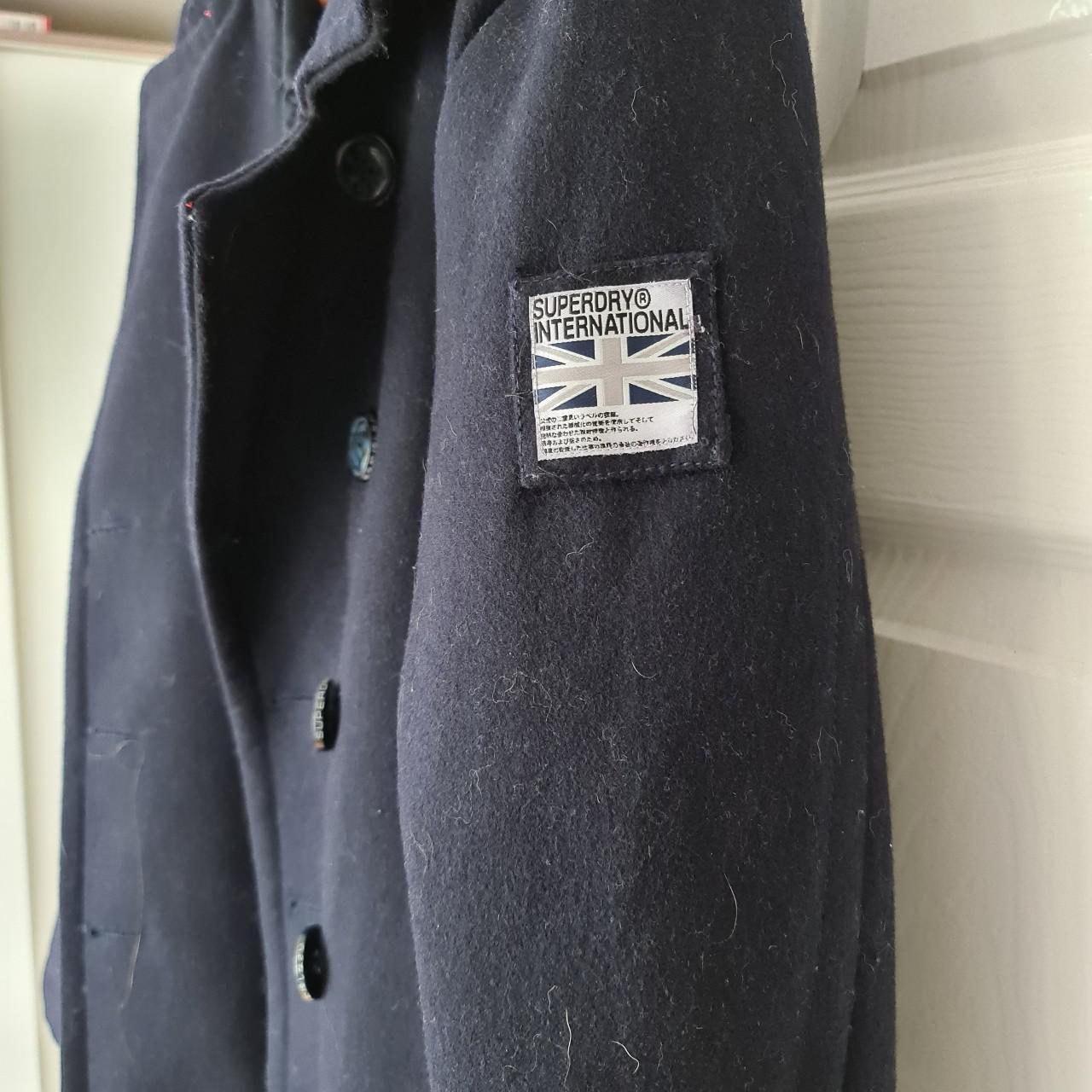 Superdry navy hot sale label coat