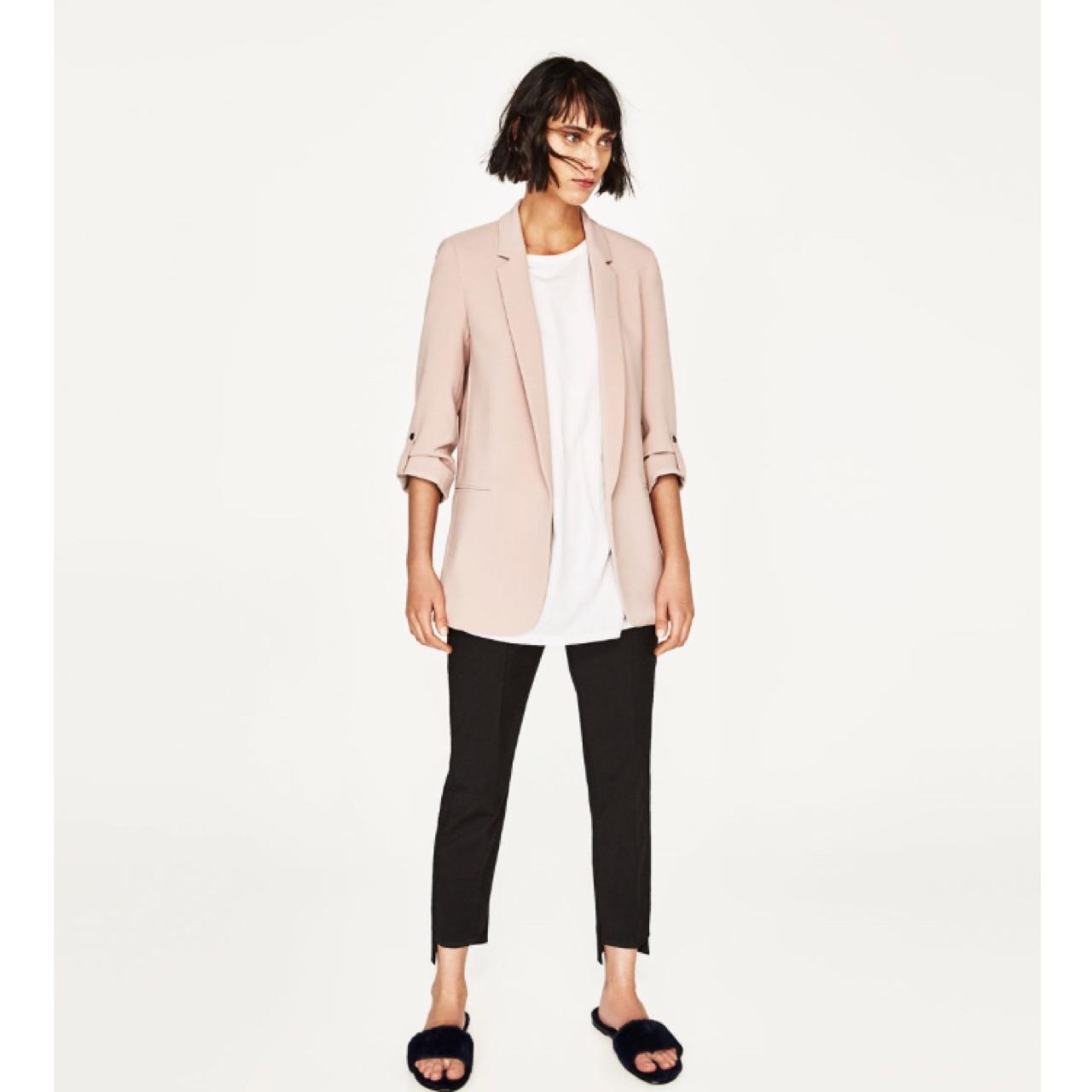 Zara xs longline blazer , light pink. Worn once !... Depop