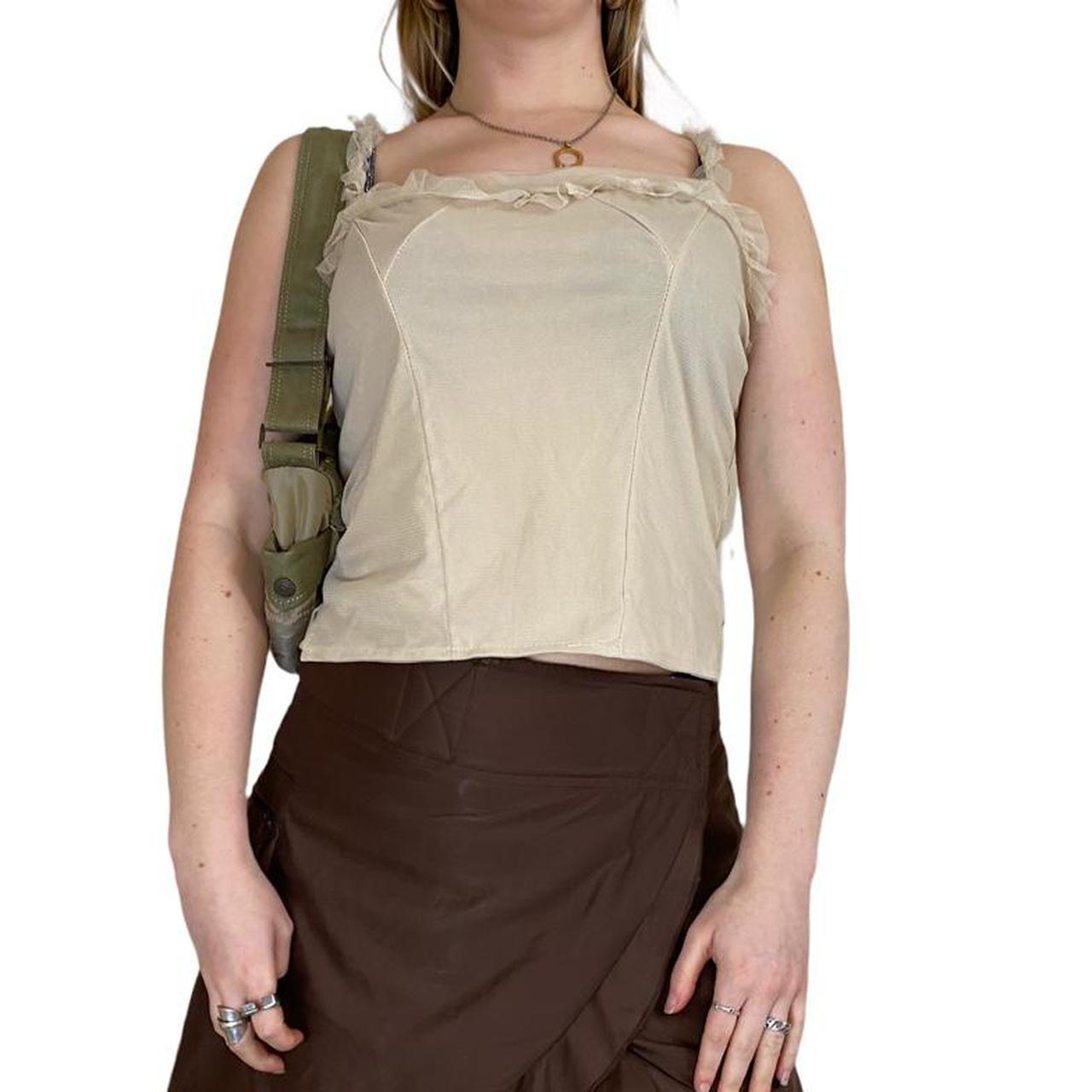 Beige cami top with mesh overlay fairy core vibes... Depop