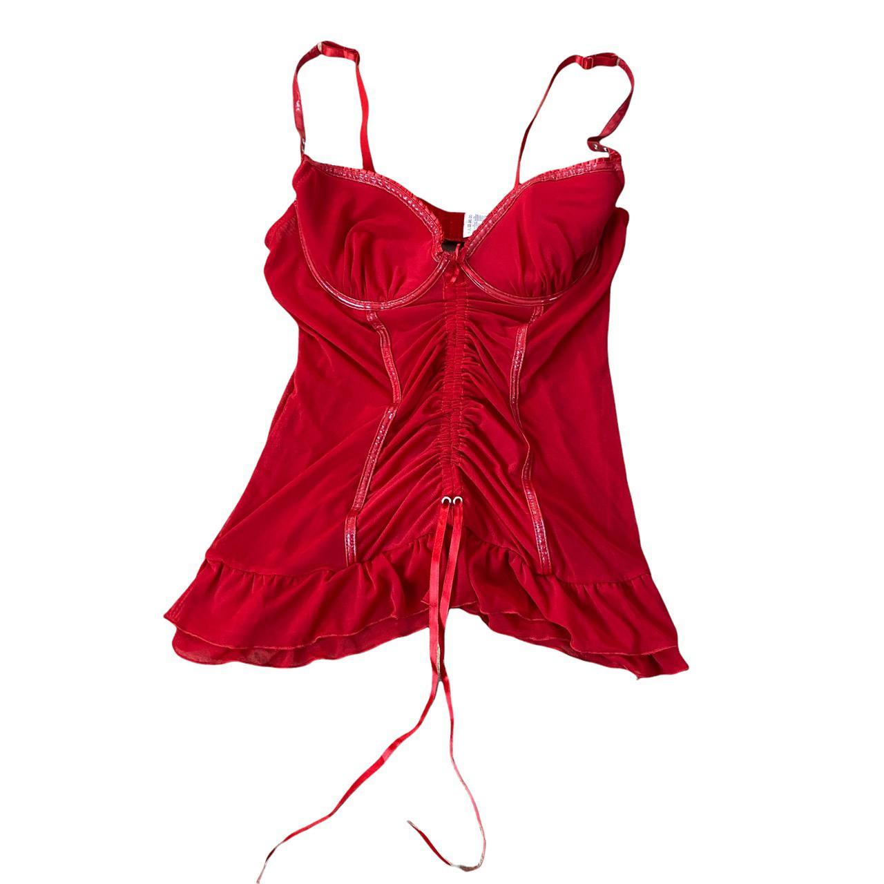 sexy red mesh cami corset top with under wiring and... - Depop