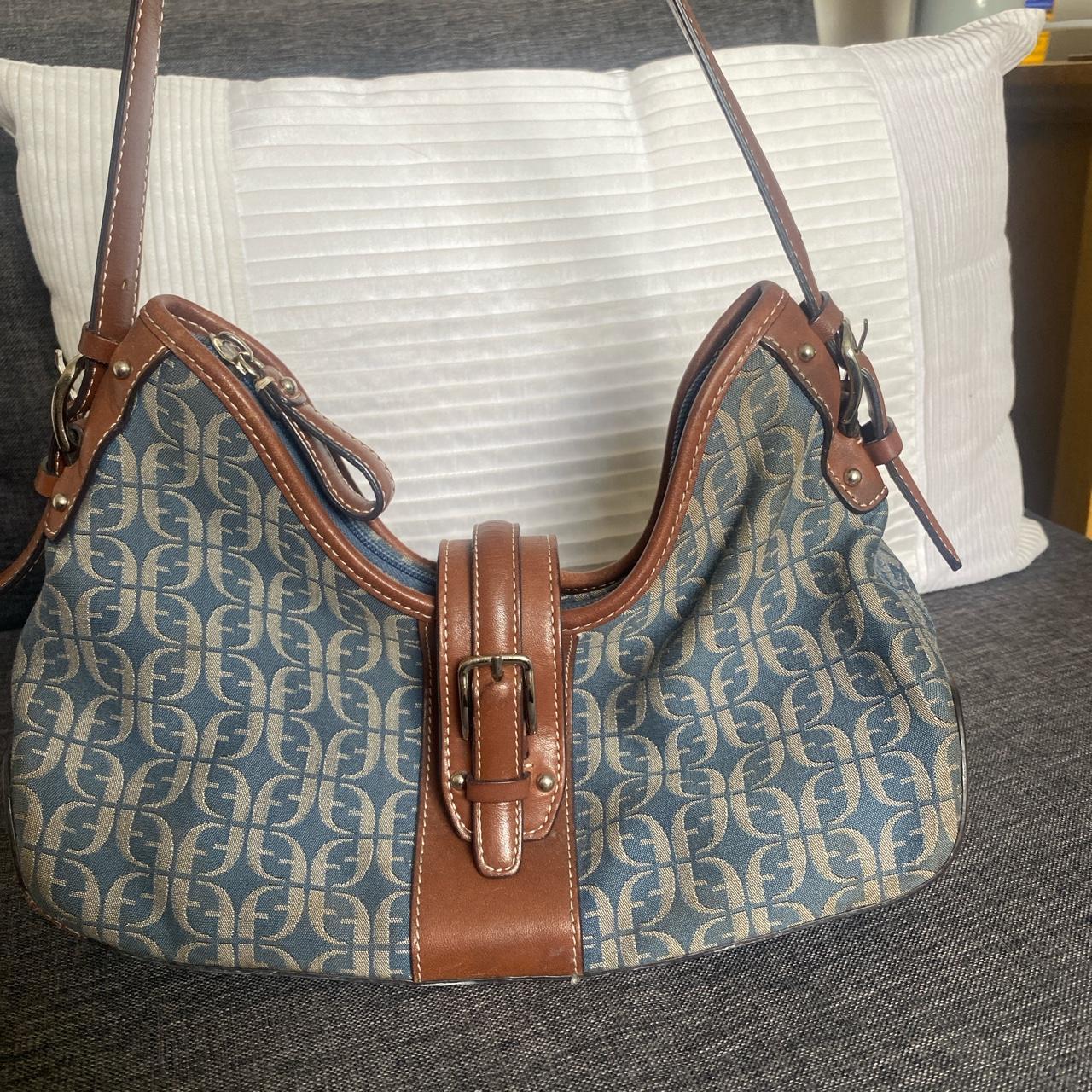 Fossil Women's Blue and Brown Bag | Depop