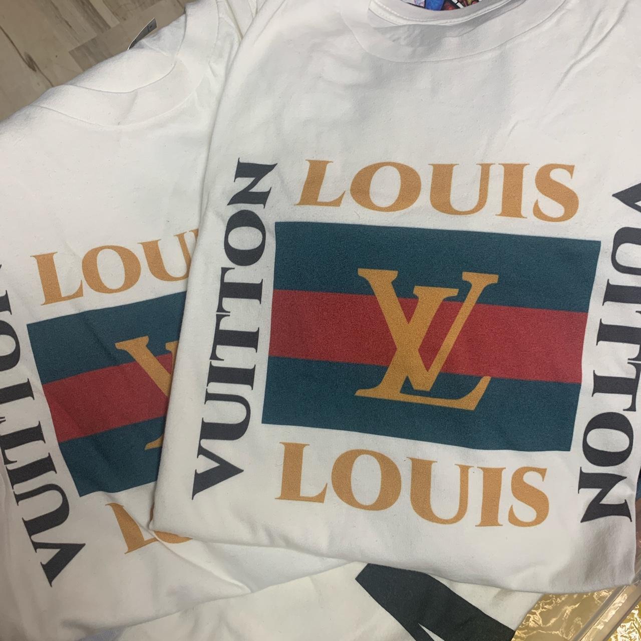 Louis Vuitton Men's White and Gold T-shirt | Depop