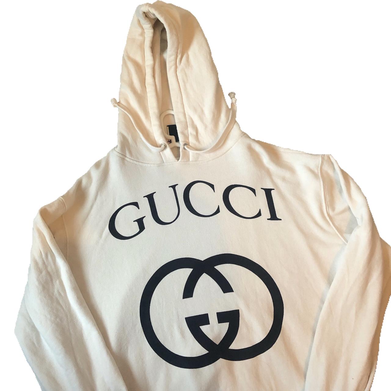 Gucci Logo Hoodie Cream Size Medium Open for offers