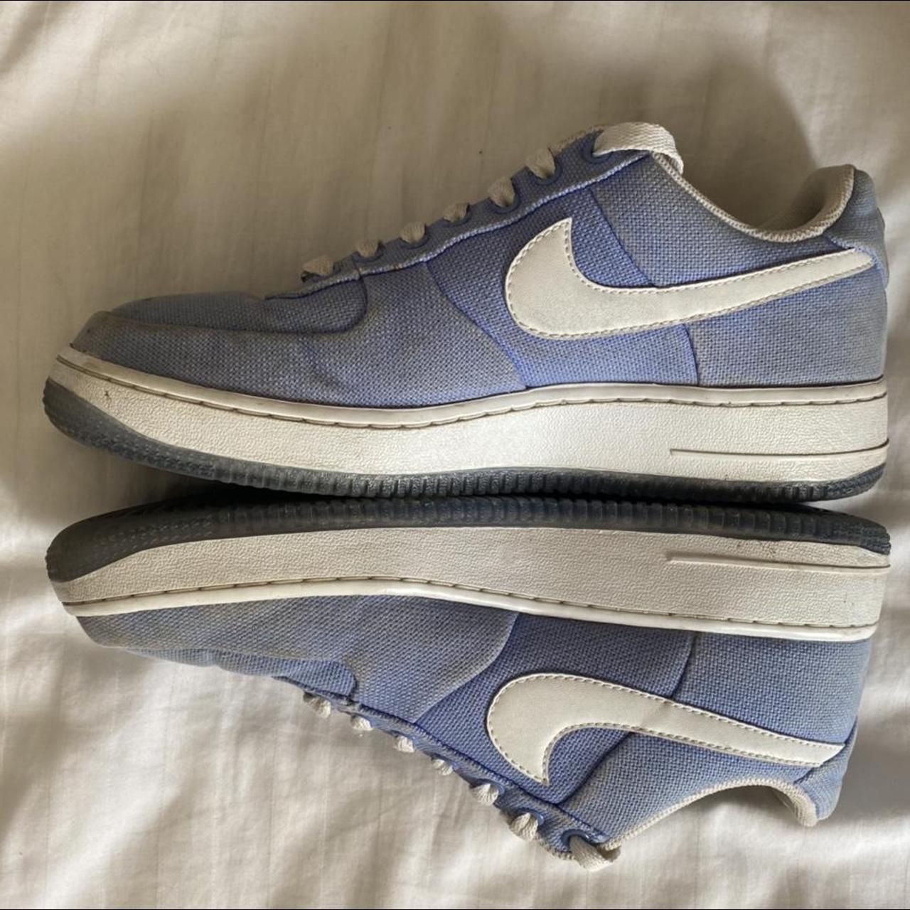 Blue / purple Air Force 1. Size 6.5, signs of wear... - Depop