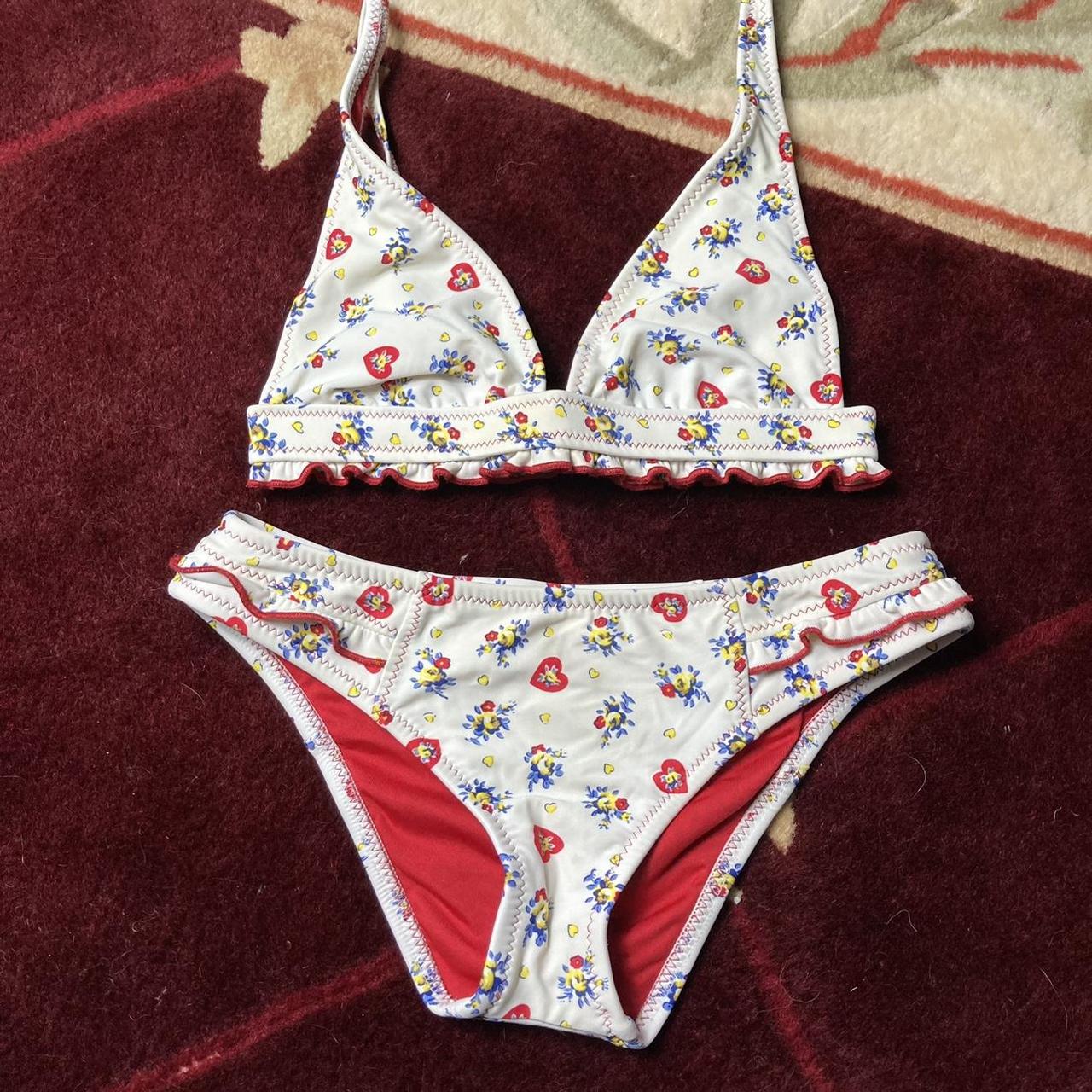 Betsey Johnson Women S White And Red Bikinis And Tankini Sets Depop   P0 