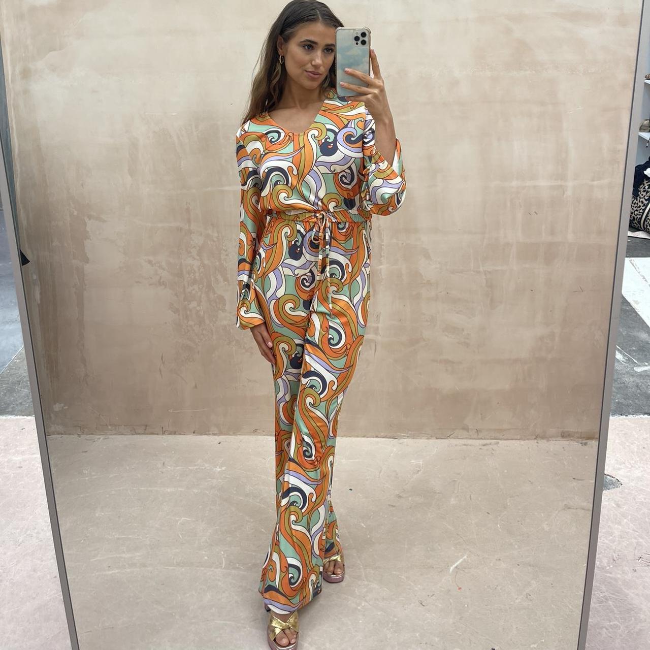Orange multi coloured jumpsuit SAMPLE NO RETURNS - Depop