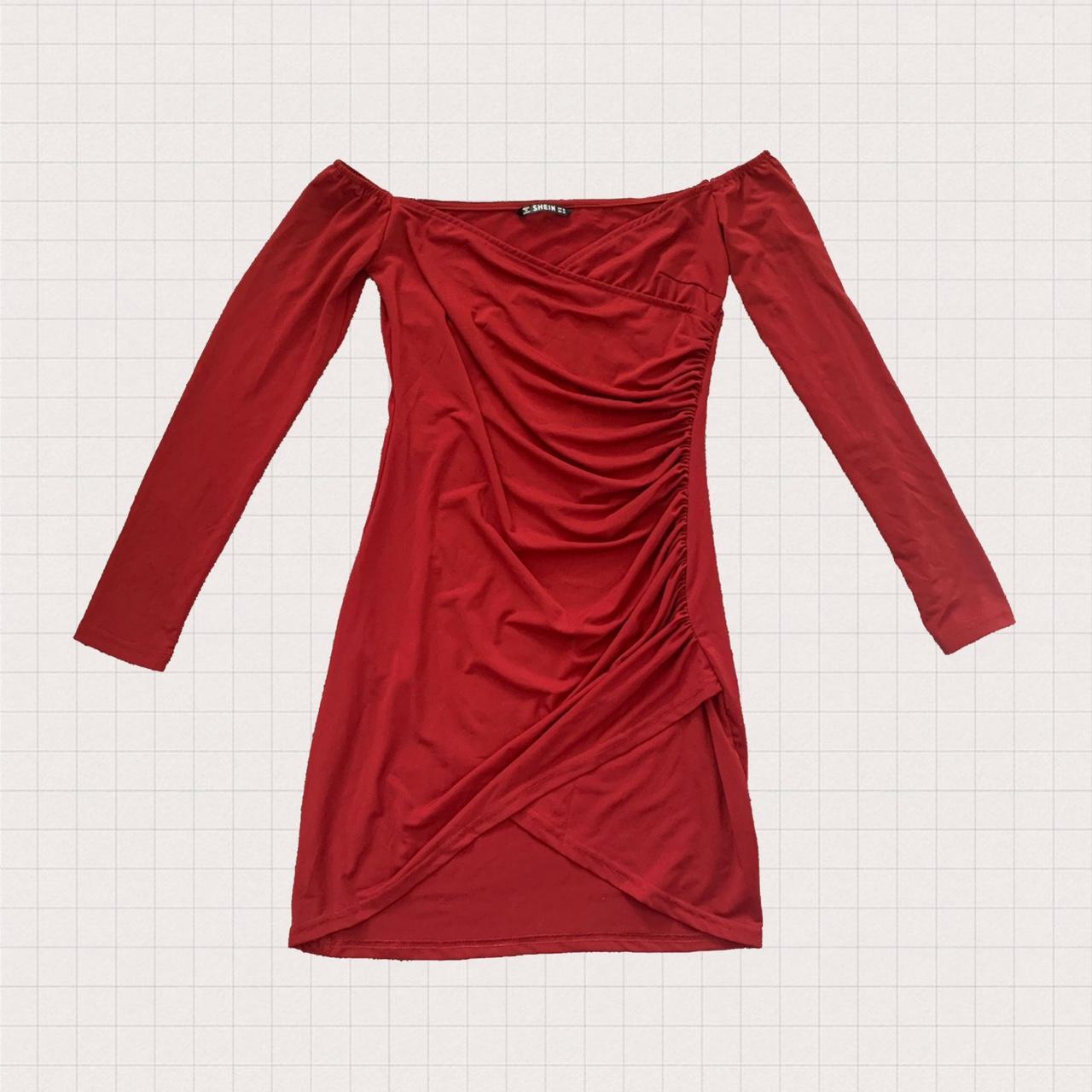 ┊Red Long Sleeve Wrap Dress size XS but can fit S... - Depop