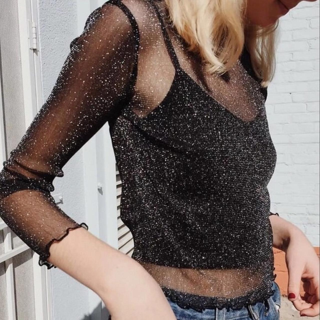 Brandy melville sheer glitter top on sale