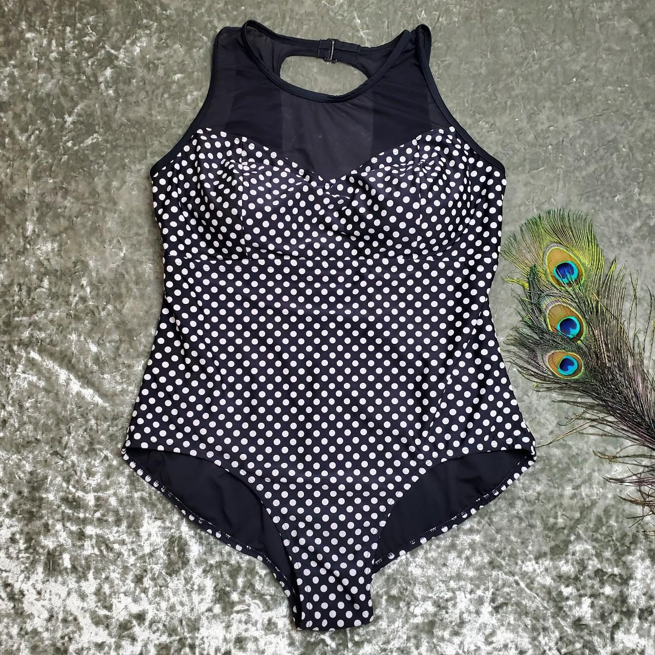 Polka dot hot sale mesh swimsuit