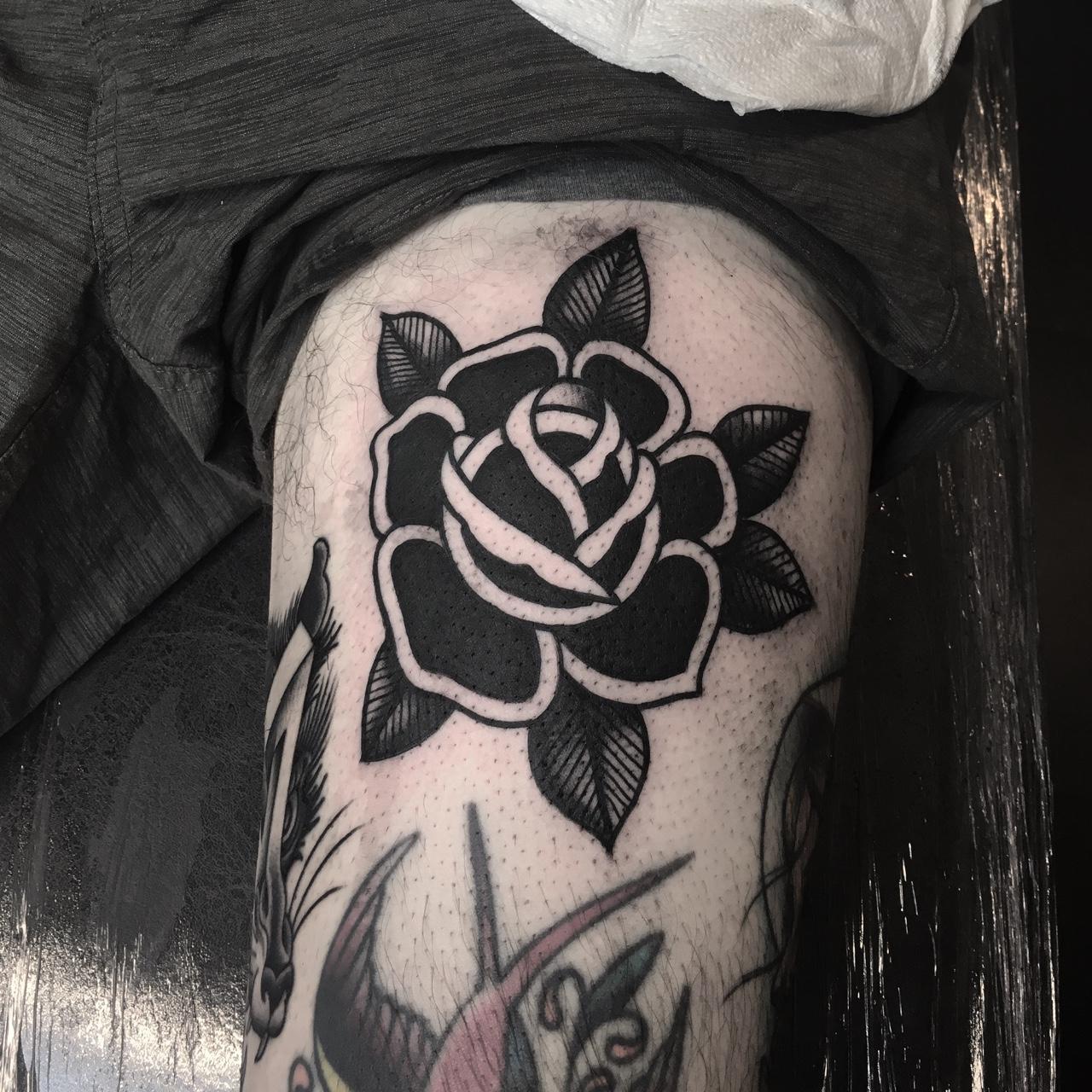 Brooke Cool Watercolor Splat Black Floral Rose Temporary Tattoo – MyBodiArt