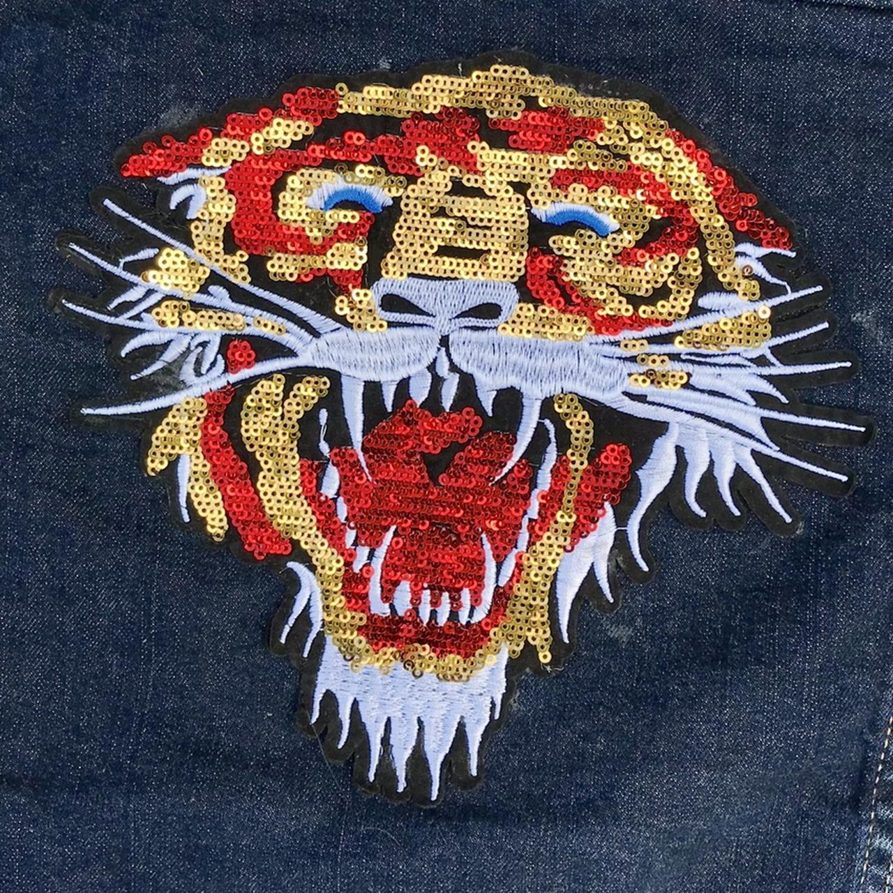 Gucci Leopard Face Embroidery Patch Denim Jacket