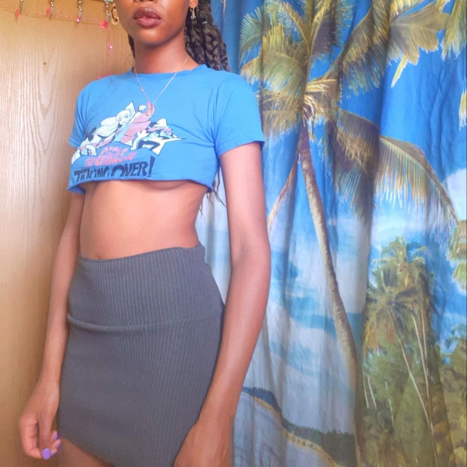 y2k GIRLS TAKING OVER superhero underboob crop top - Depop