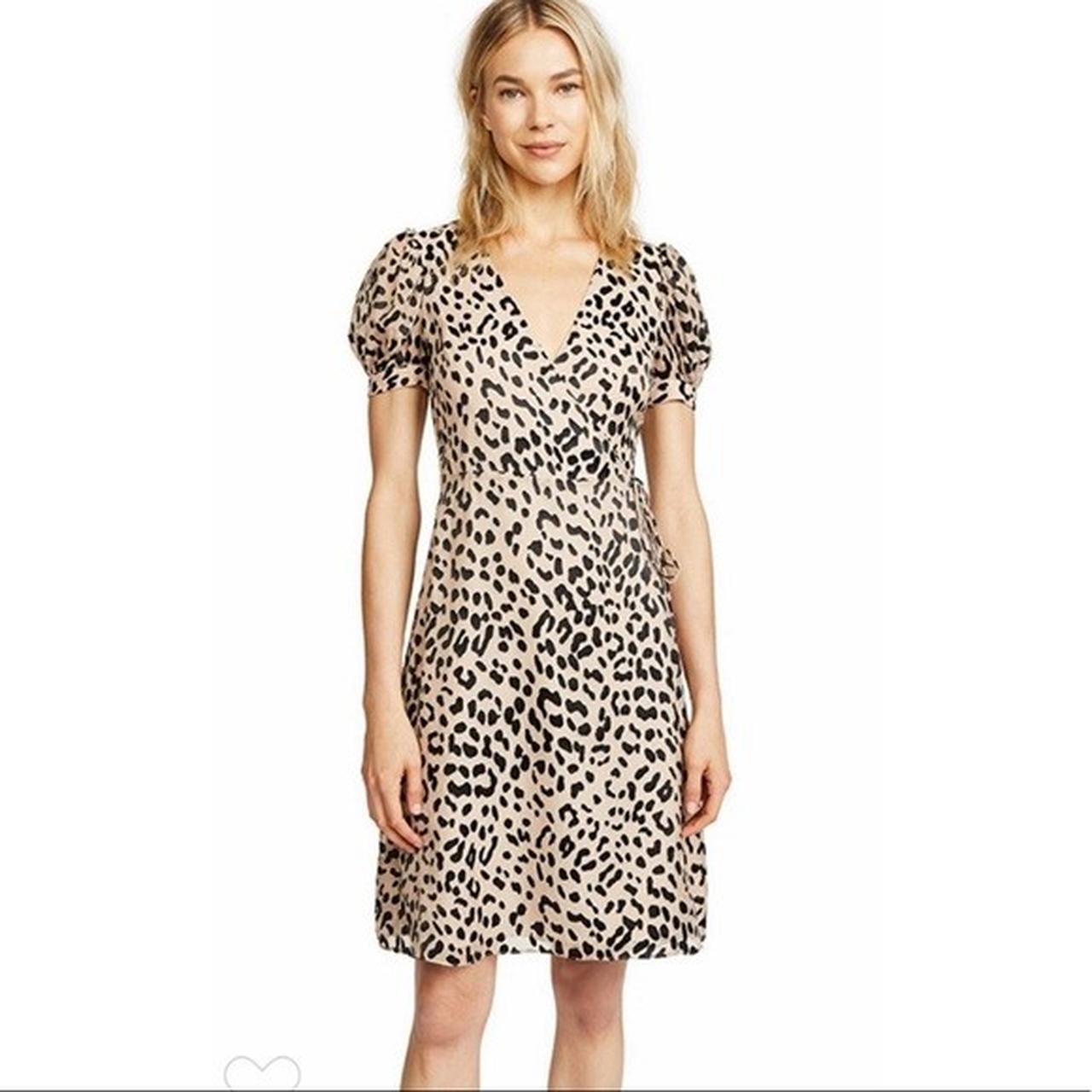 Alice + olivia cheetah print wrap dress with sheer... - Depop
