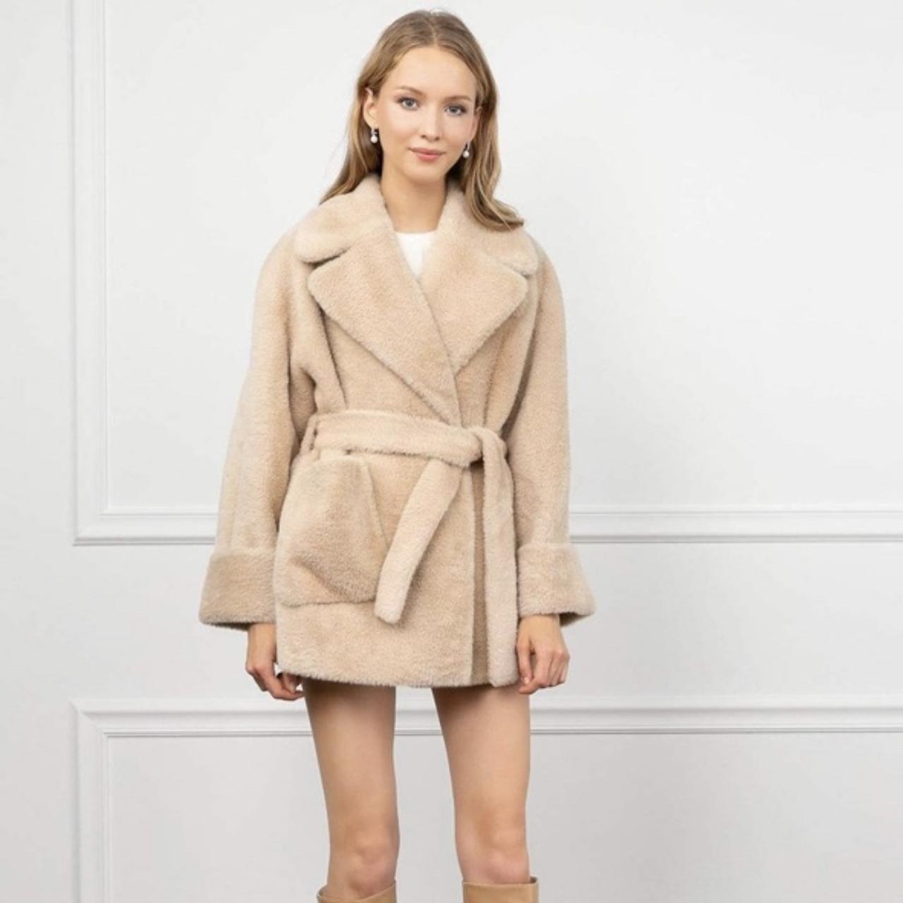 Beige wrap clearance coat womens