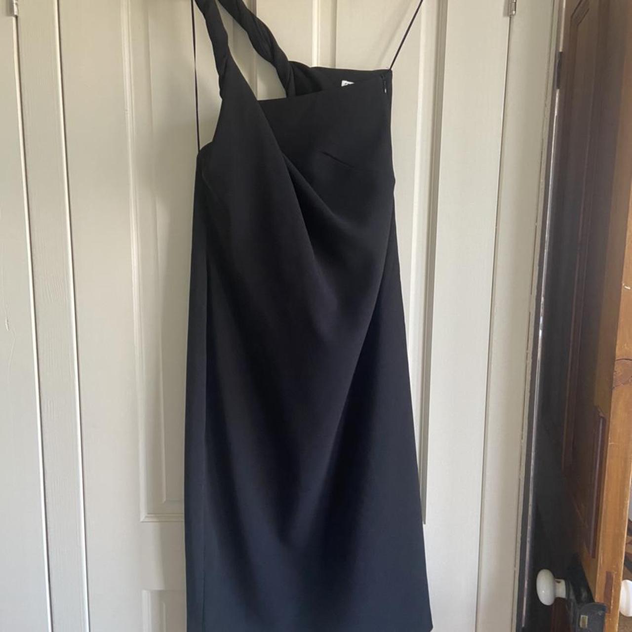 Zara twisted one shouldered black maxi dress. Never... - Depop