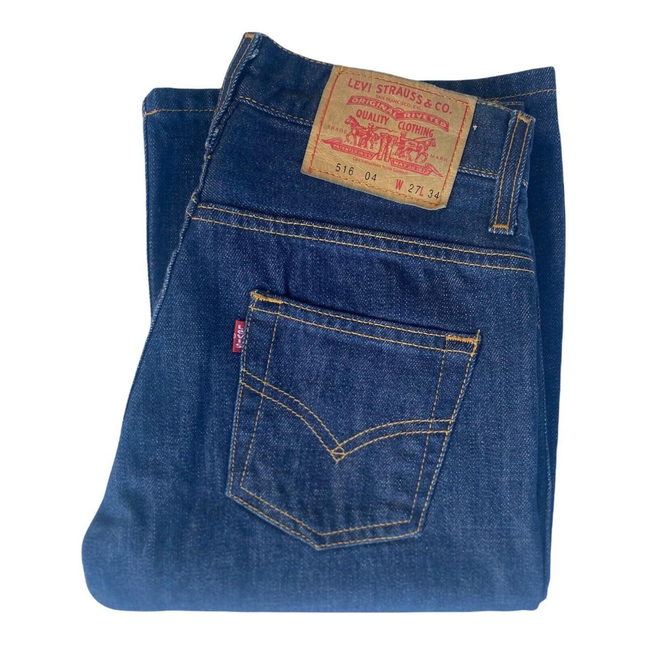 Rare Levi's 516 flared jeans in a dark blue colour.... - Depop