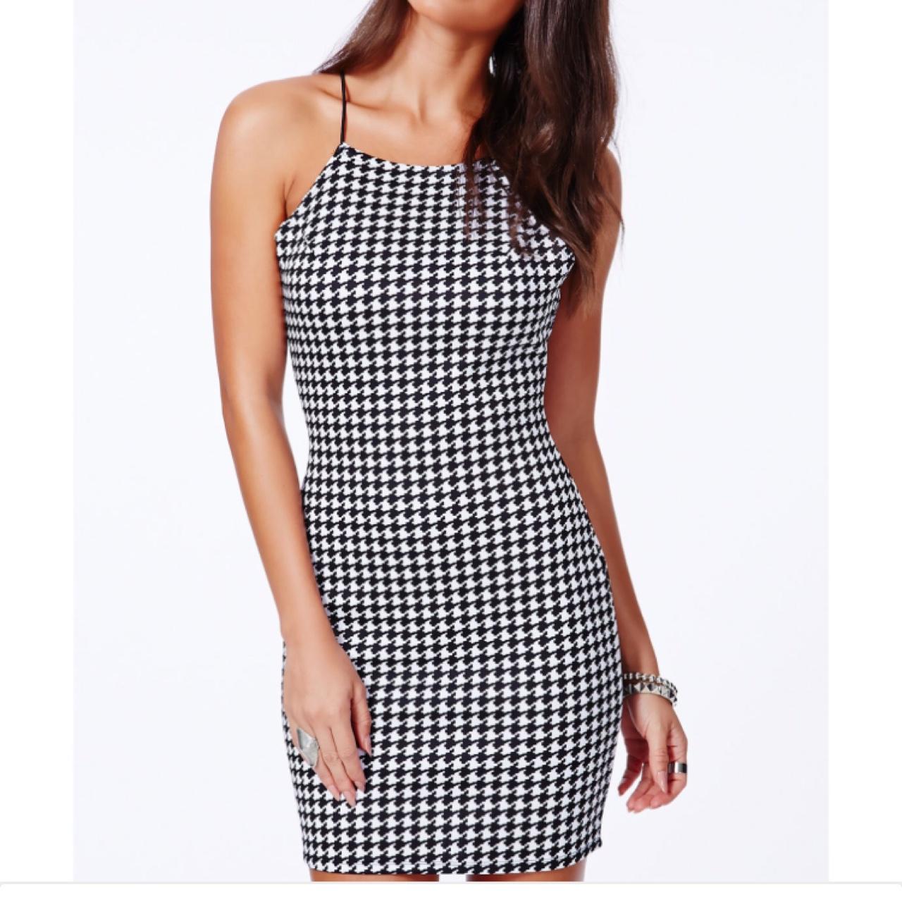 Missguided dogtooth black and white bodycon mini