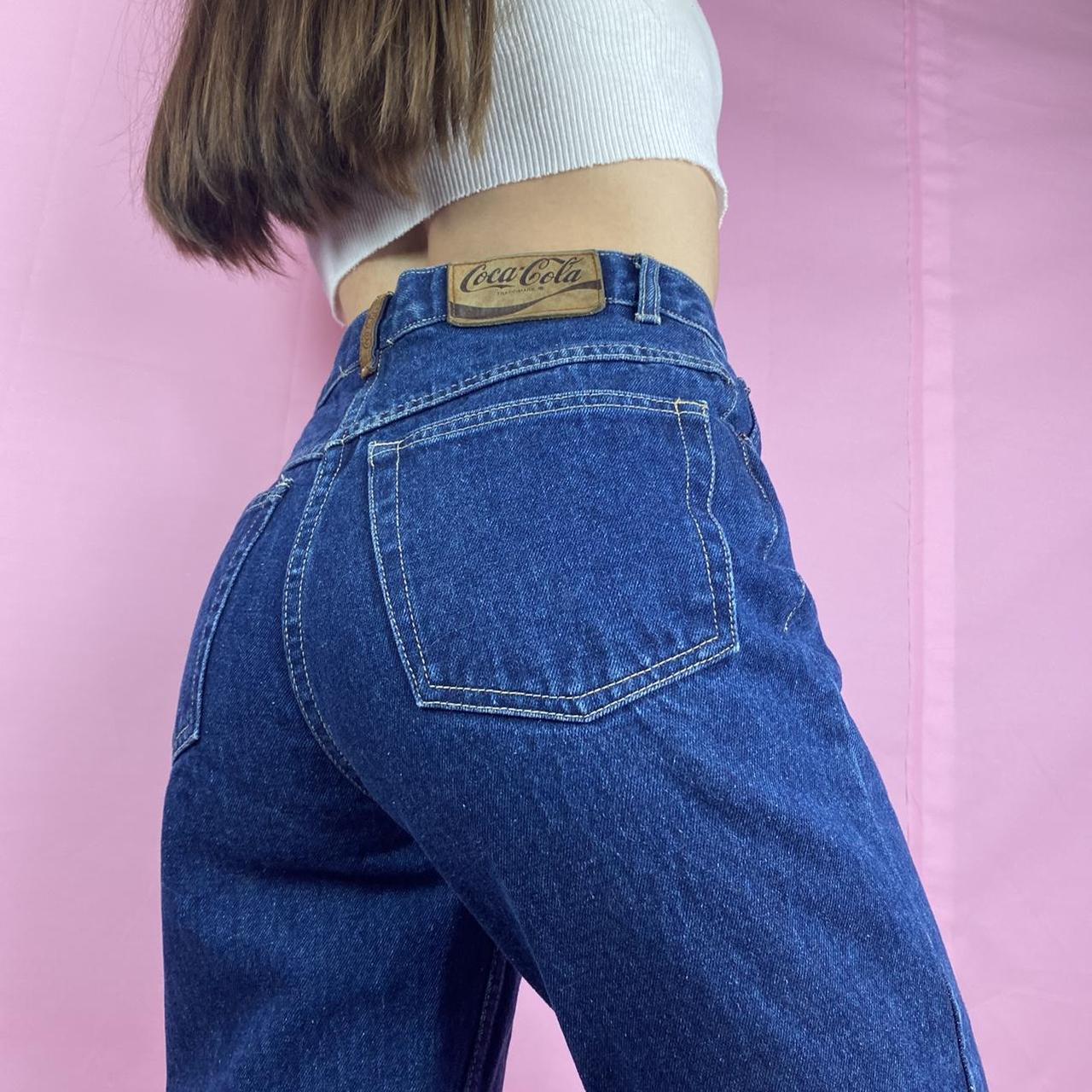 Vintage high waisted Coca Cola jeans🍒26” waist, 11”... - Depop