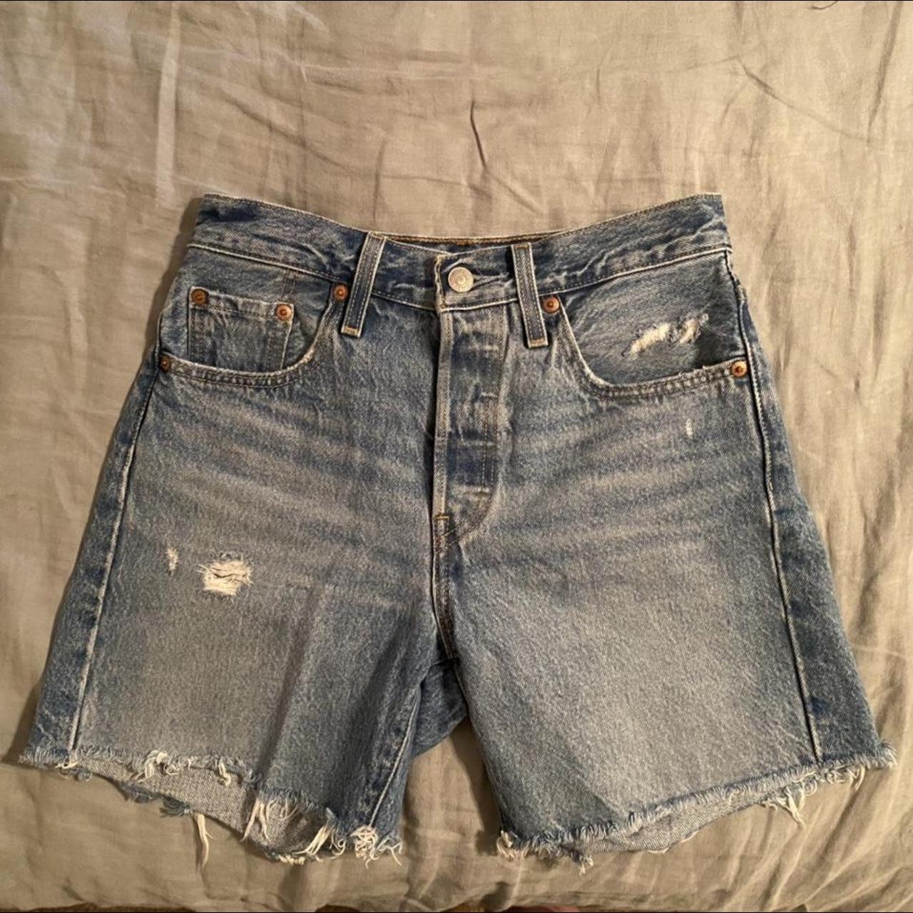 Levi's mid hotsell length denim shorts