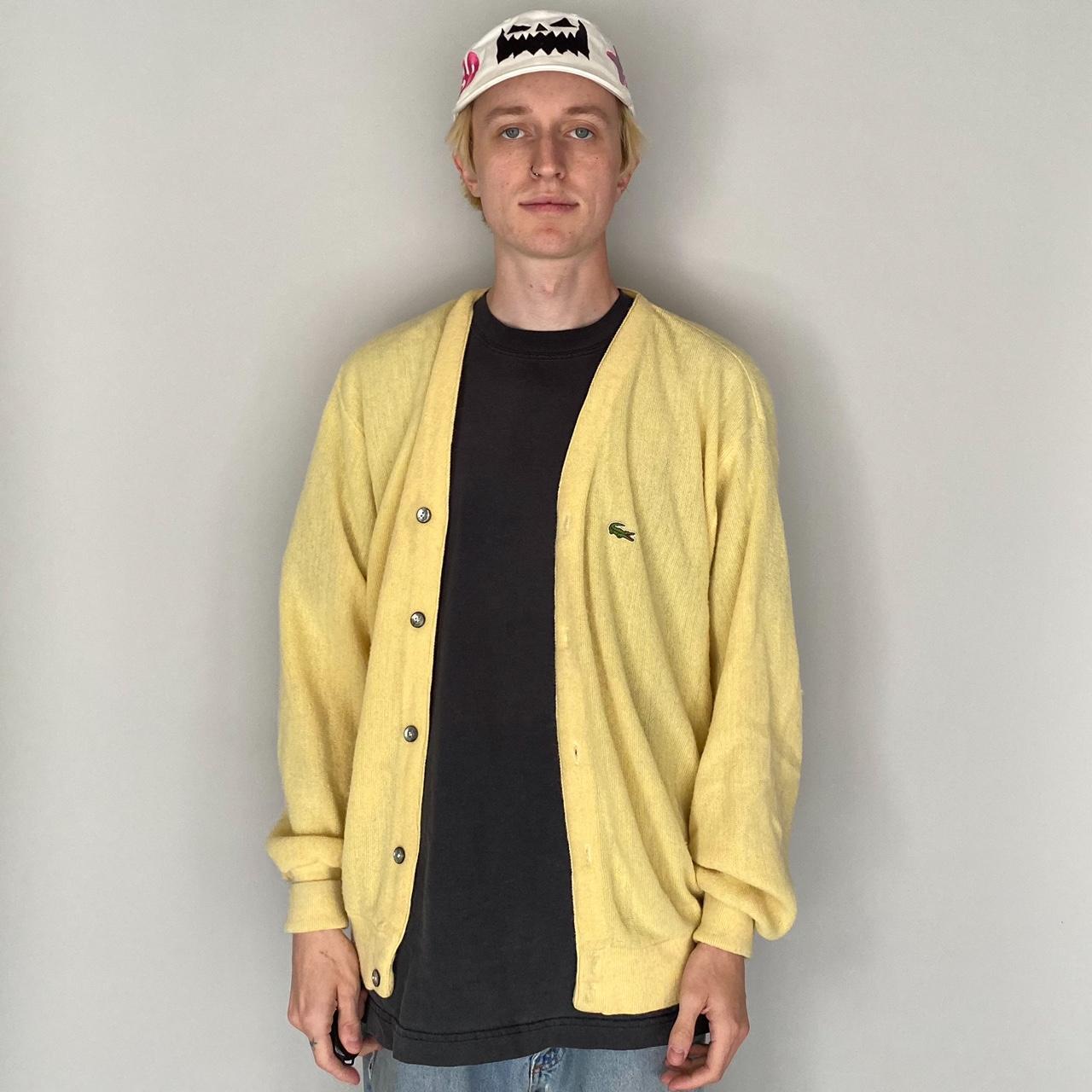 yellow lacoste cardigan