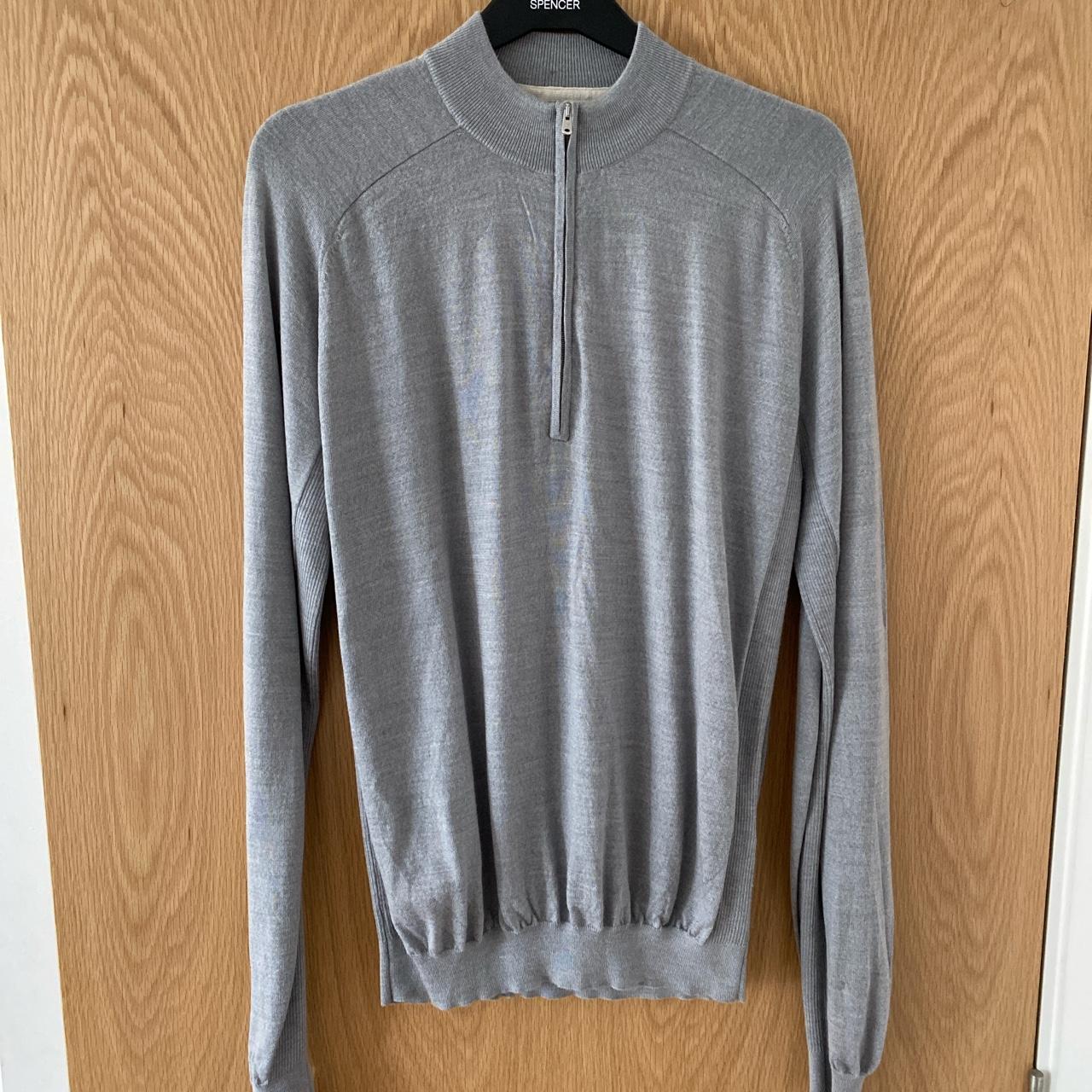 Norse projects grey half zip up funnel neck knit... - Depop