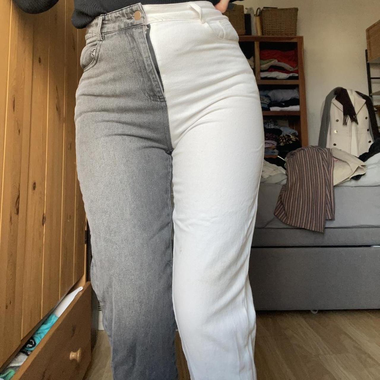 SHEIN Women's Black and White Jeans | Depop