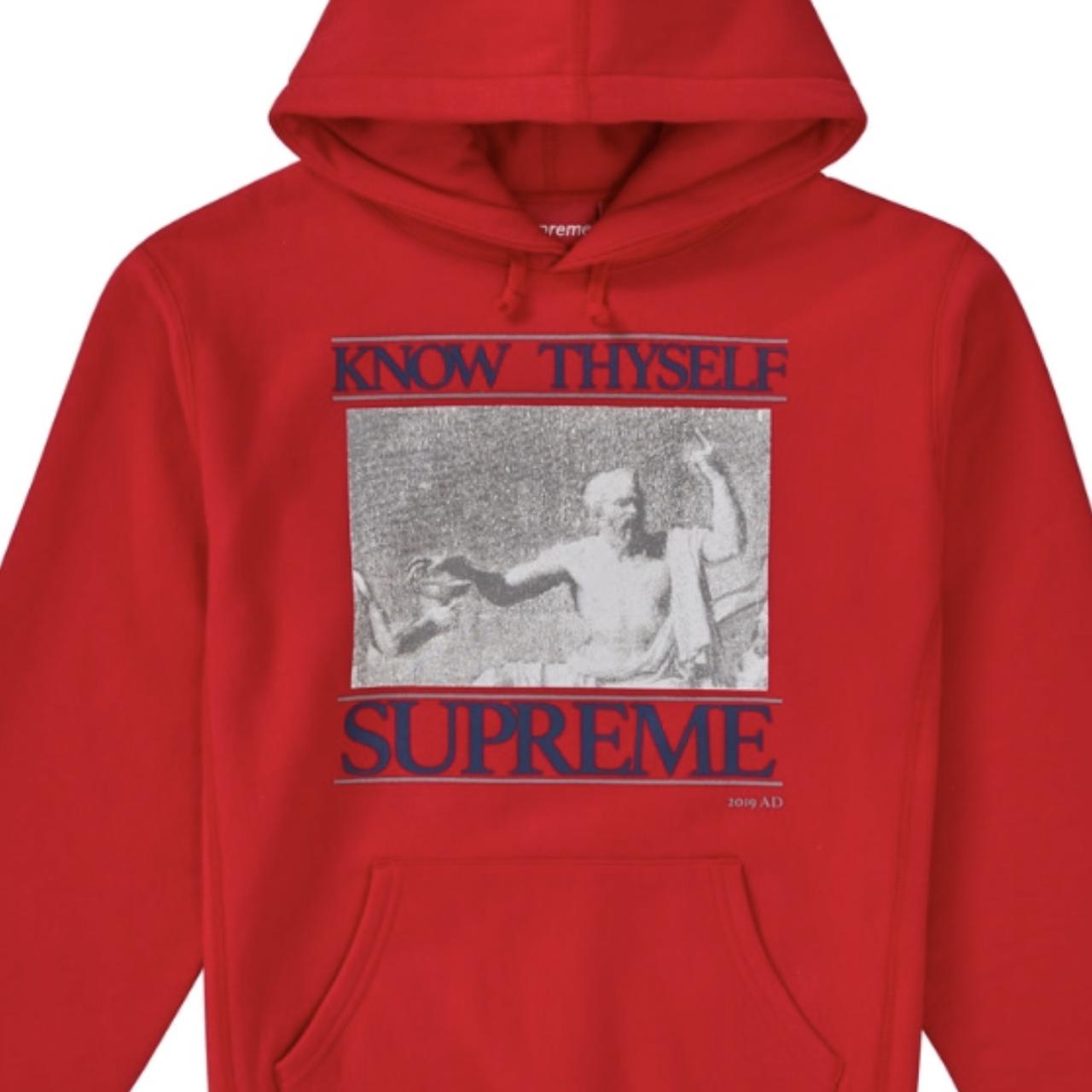 Supreme know thyself hoodie. Size medium. Red. New... - Depop