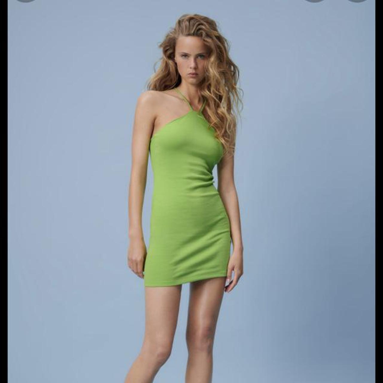 zara halter dress green