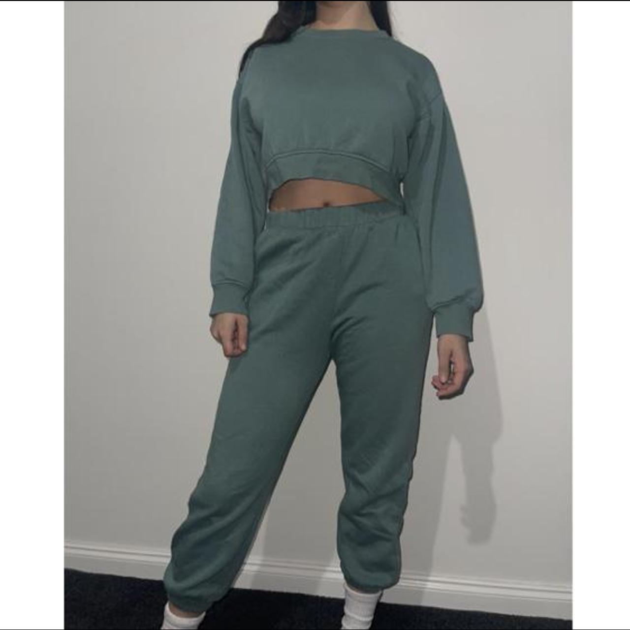 zara green track suit