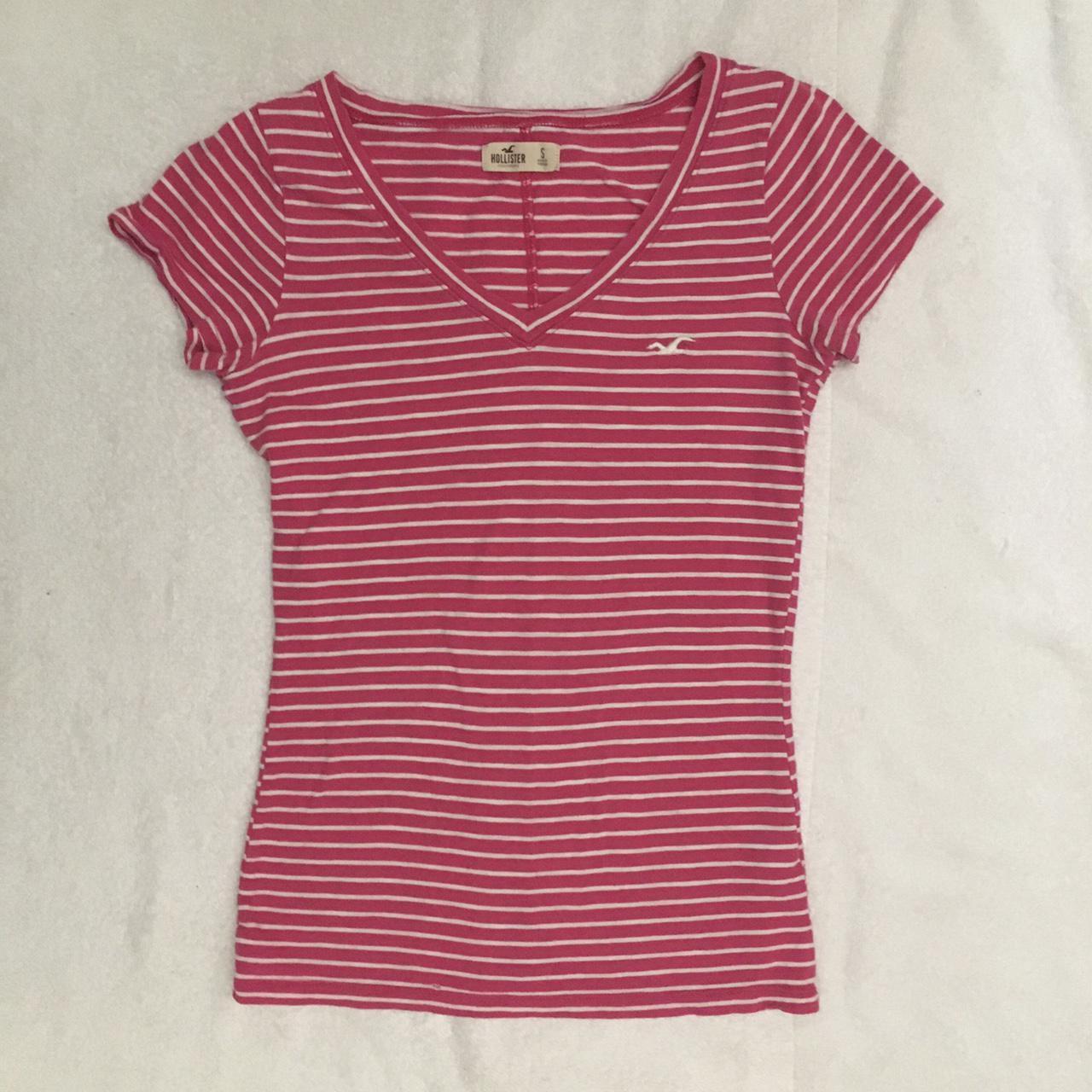 Classic striped short sleeve v neck Hollister Co.... - Depop