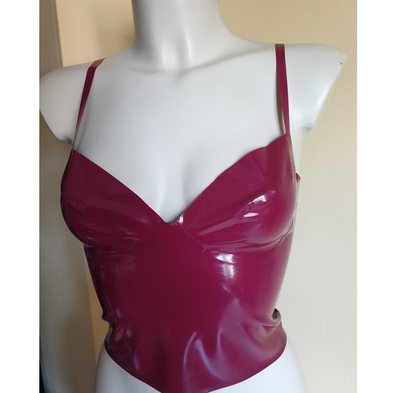 Latex rubber plum bra top long line New Bra up to a... - Depop
