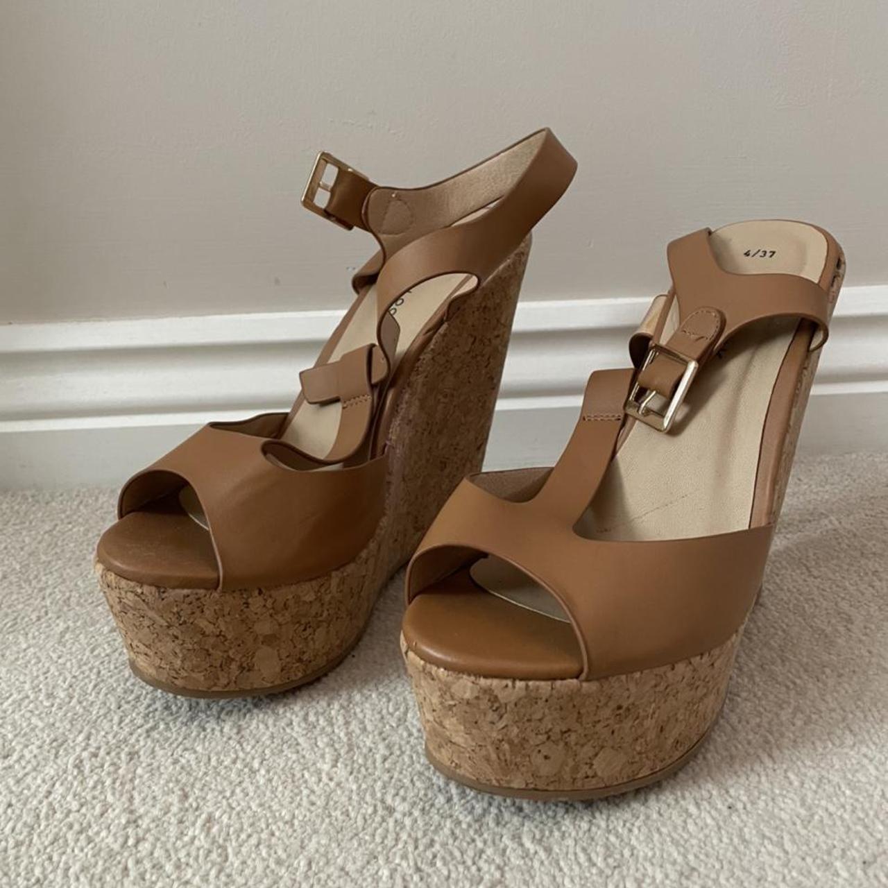 BROWN LADIES WEDGE PLATFORM HEELS NEW LOOK NEVER WORN - Depop