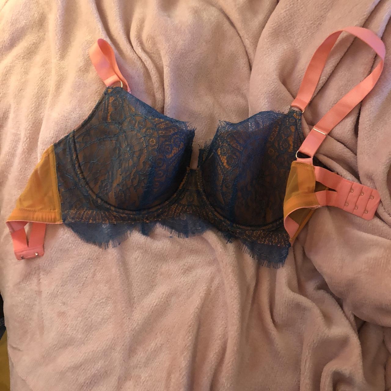 dora larsen designer lingerie — 36DD bra with blue... - Depop