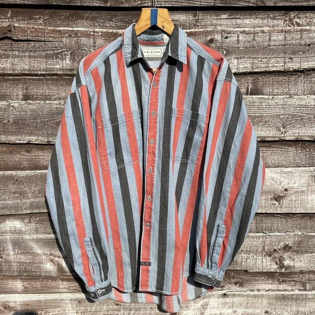 Vintage Colourful Striped Shirt by Arizona... - Depop